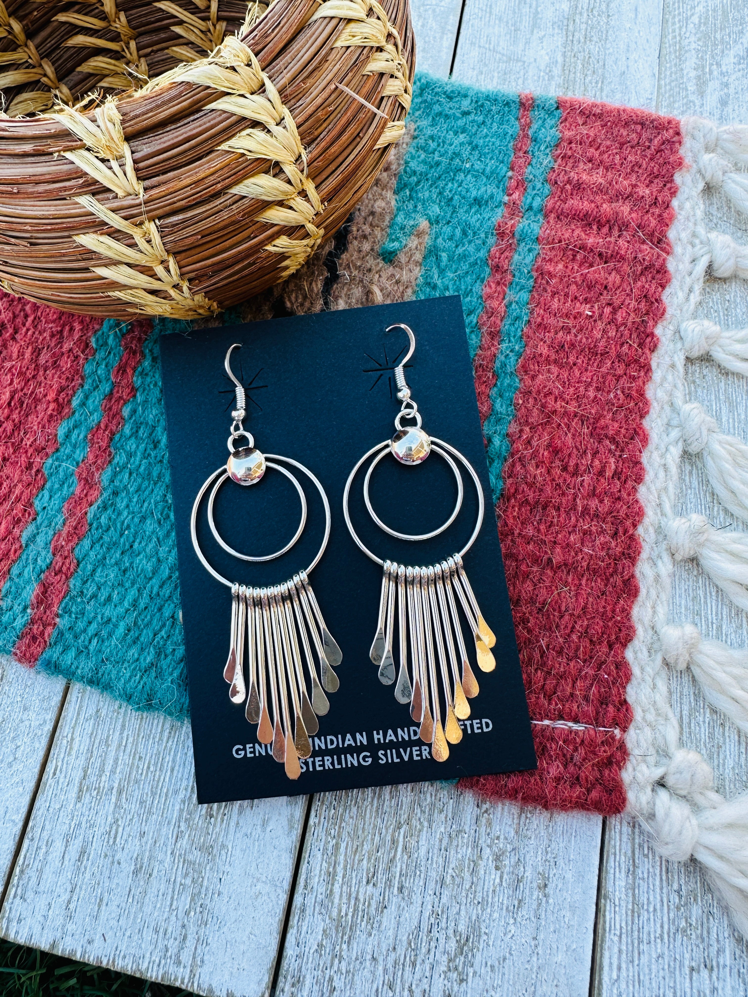Handcrafted Sterling Silver Tassel Dangle Earrings