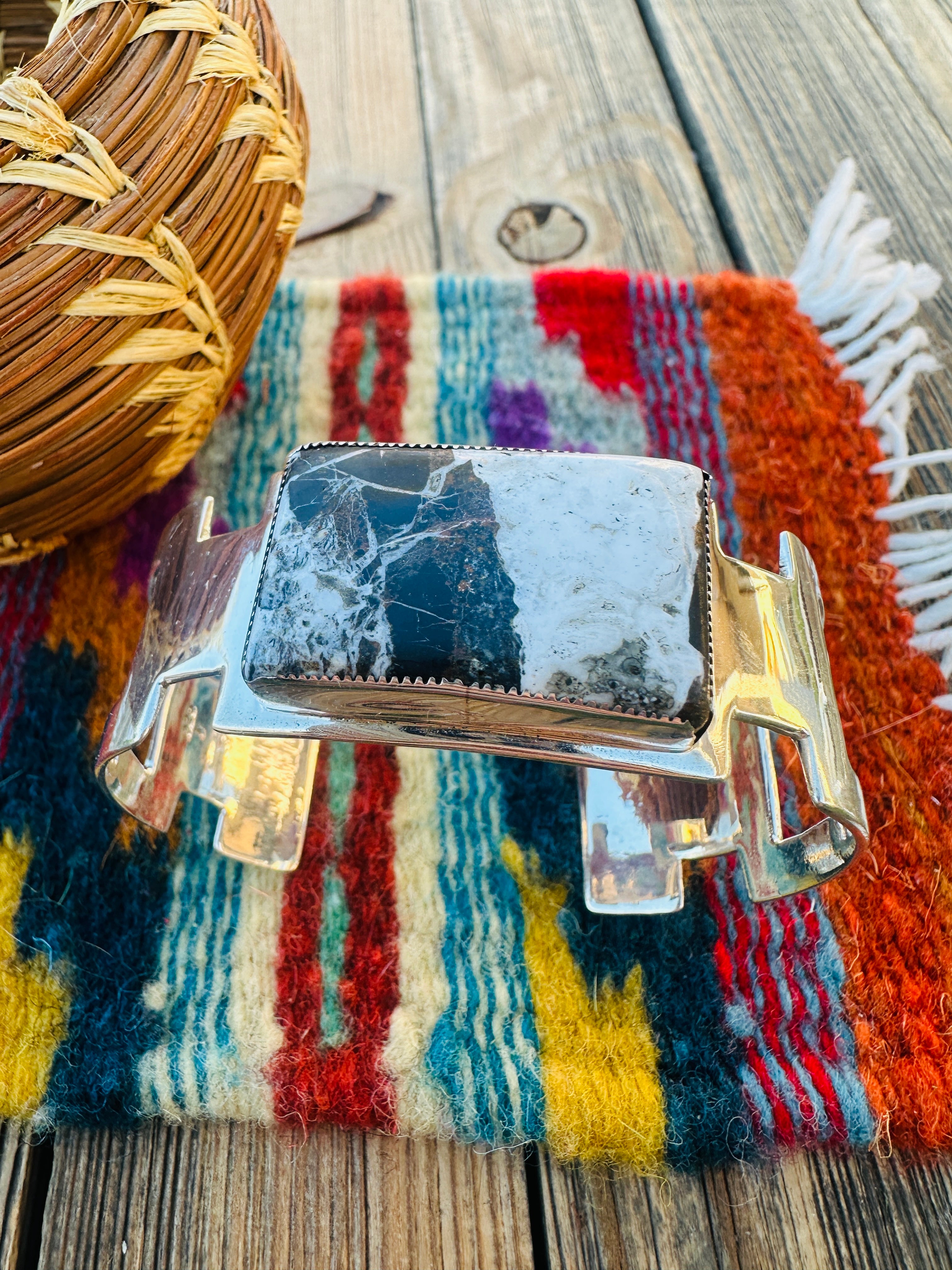 Handcrafted Sterling Silver & White Buffalo Cuff Bracelet