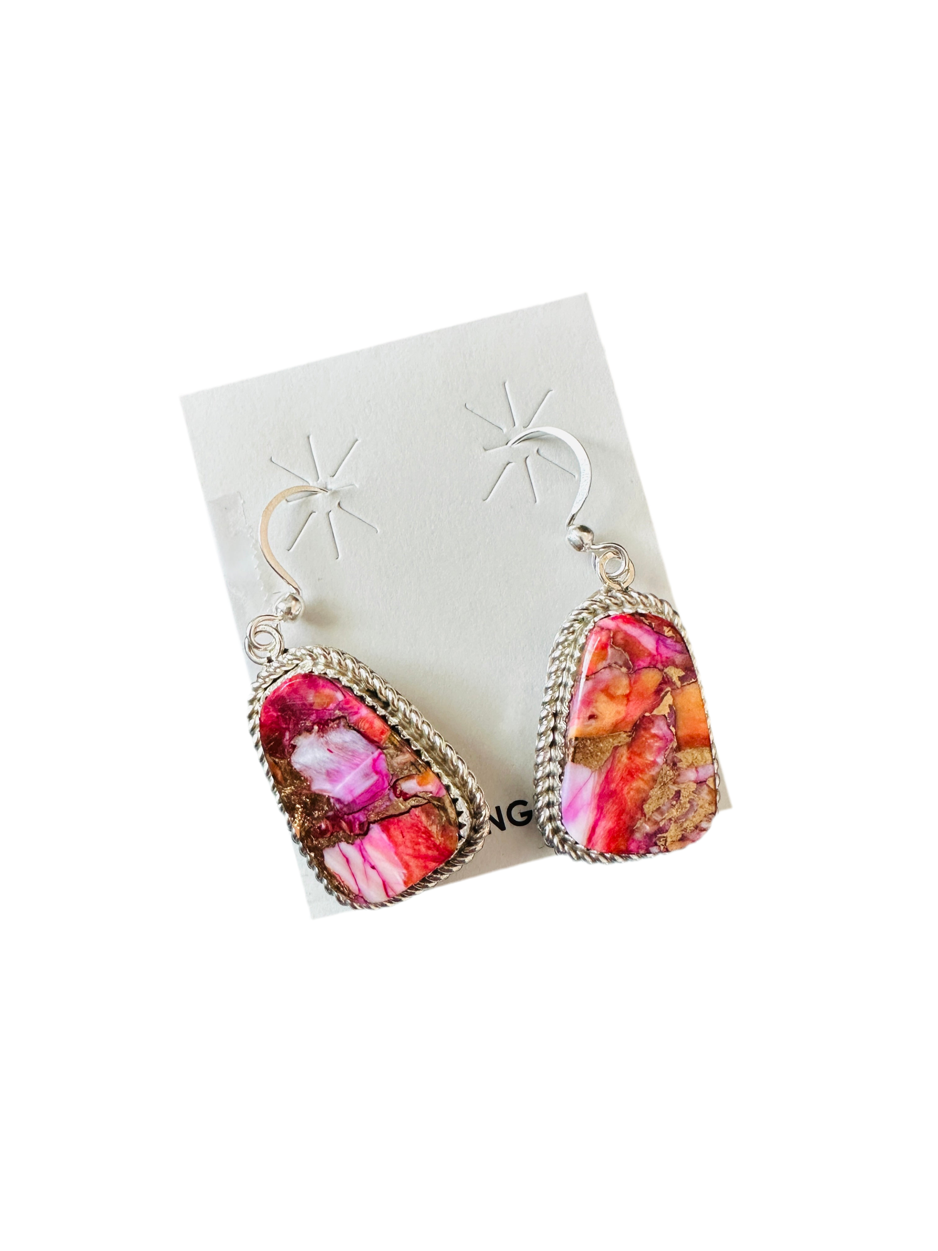 Handcrafted Pink Mojave and Sterling Silver Dangle Earrings