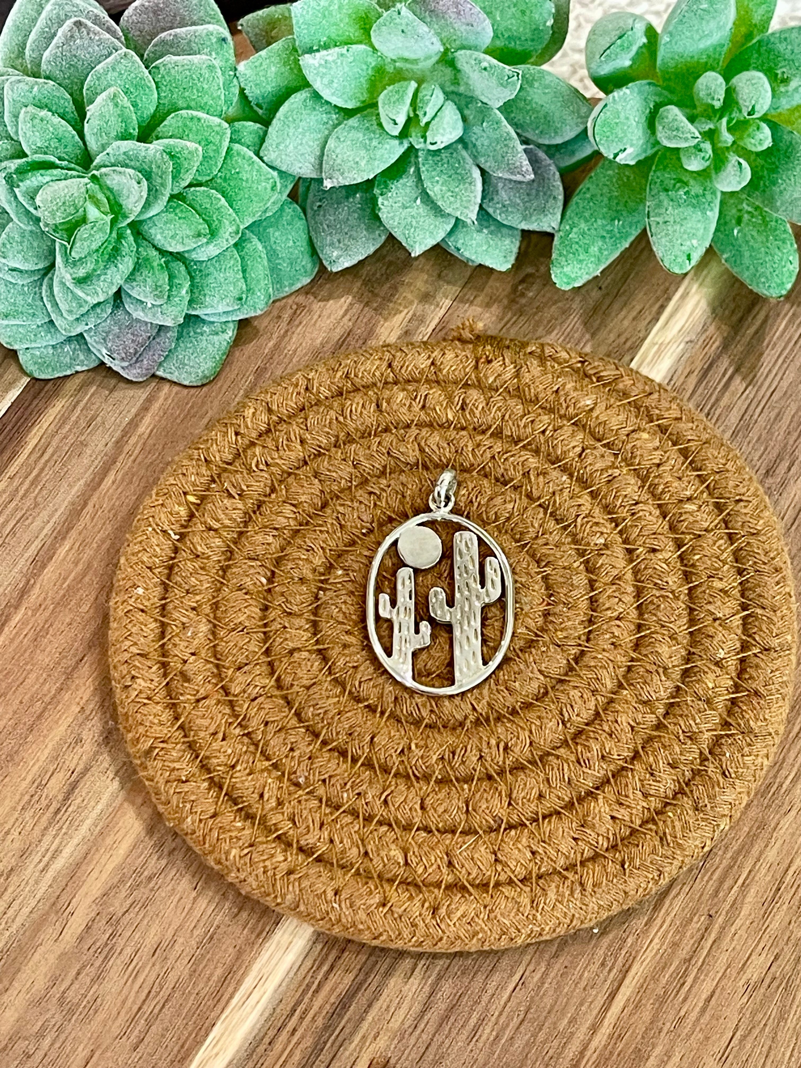 Handmade In Mexico ,Sterling Silver Cactus Pendant