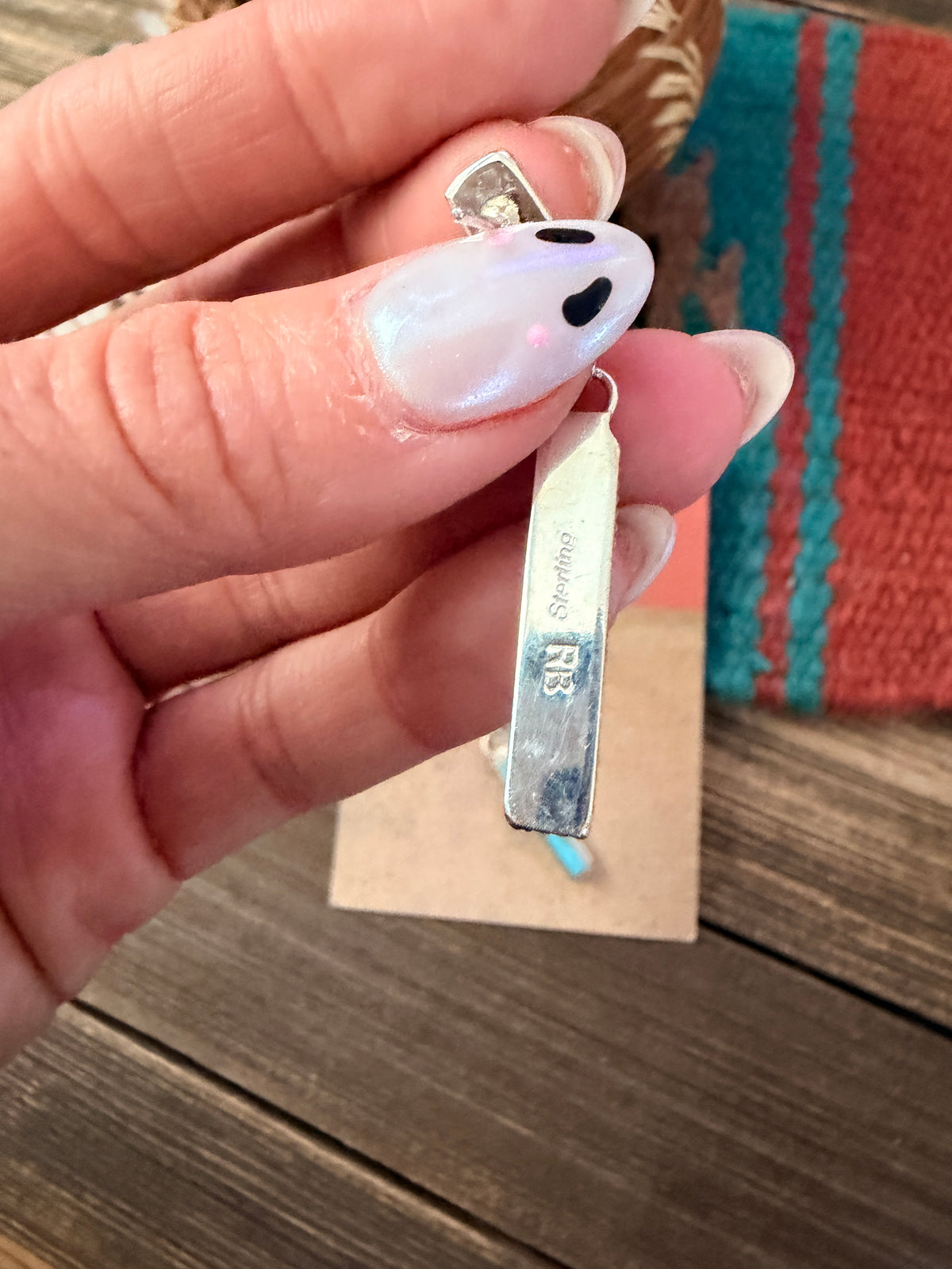 Handcrafted Turquoise & Sterling Silver Inlay Dangle Earrings