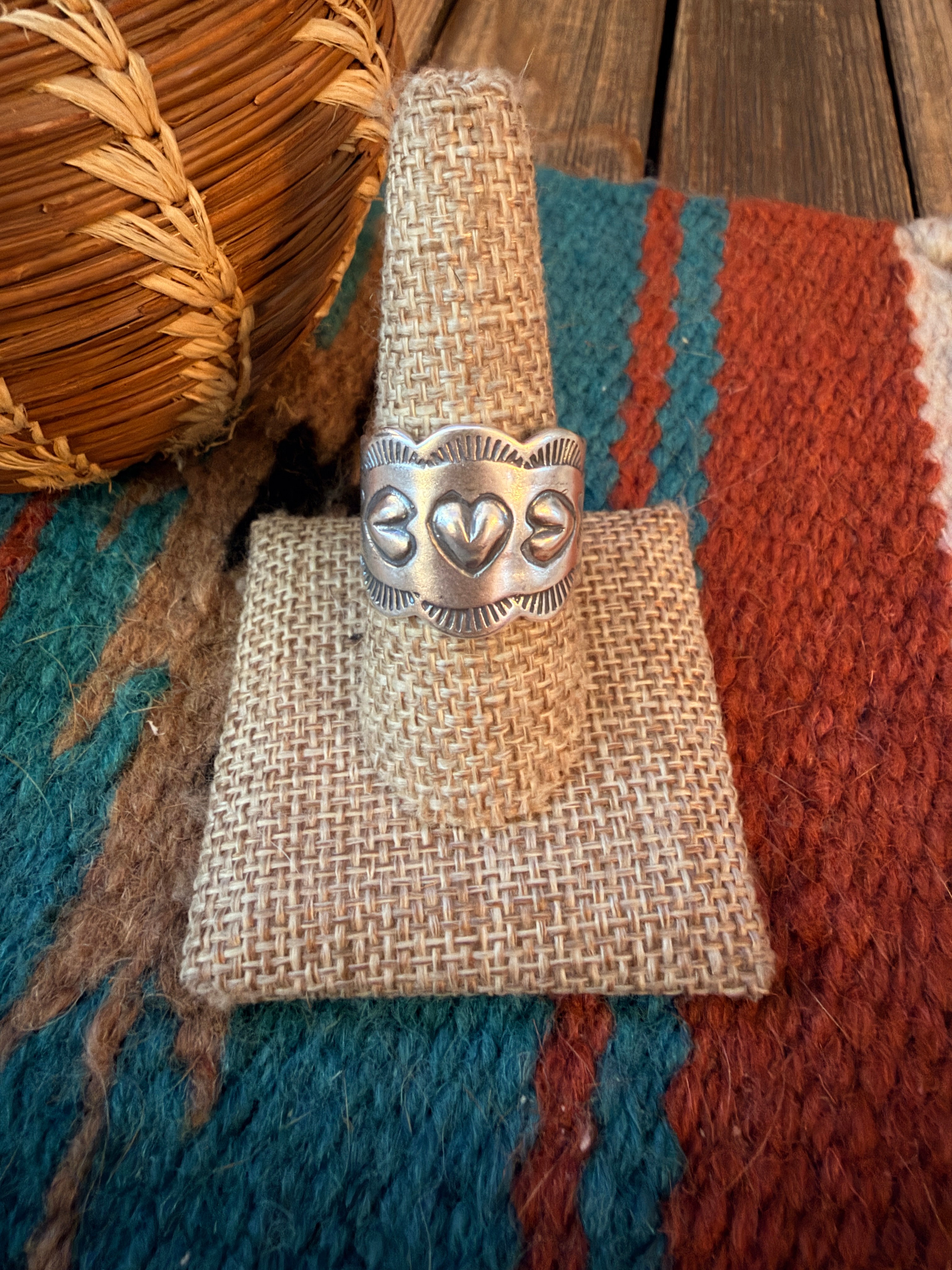 Handcrafted Sterling Silver Heart Band Ring by Benson Shorty