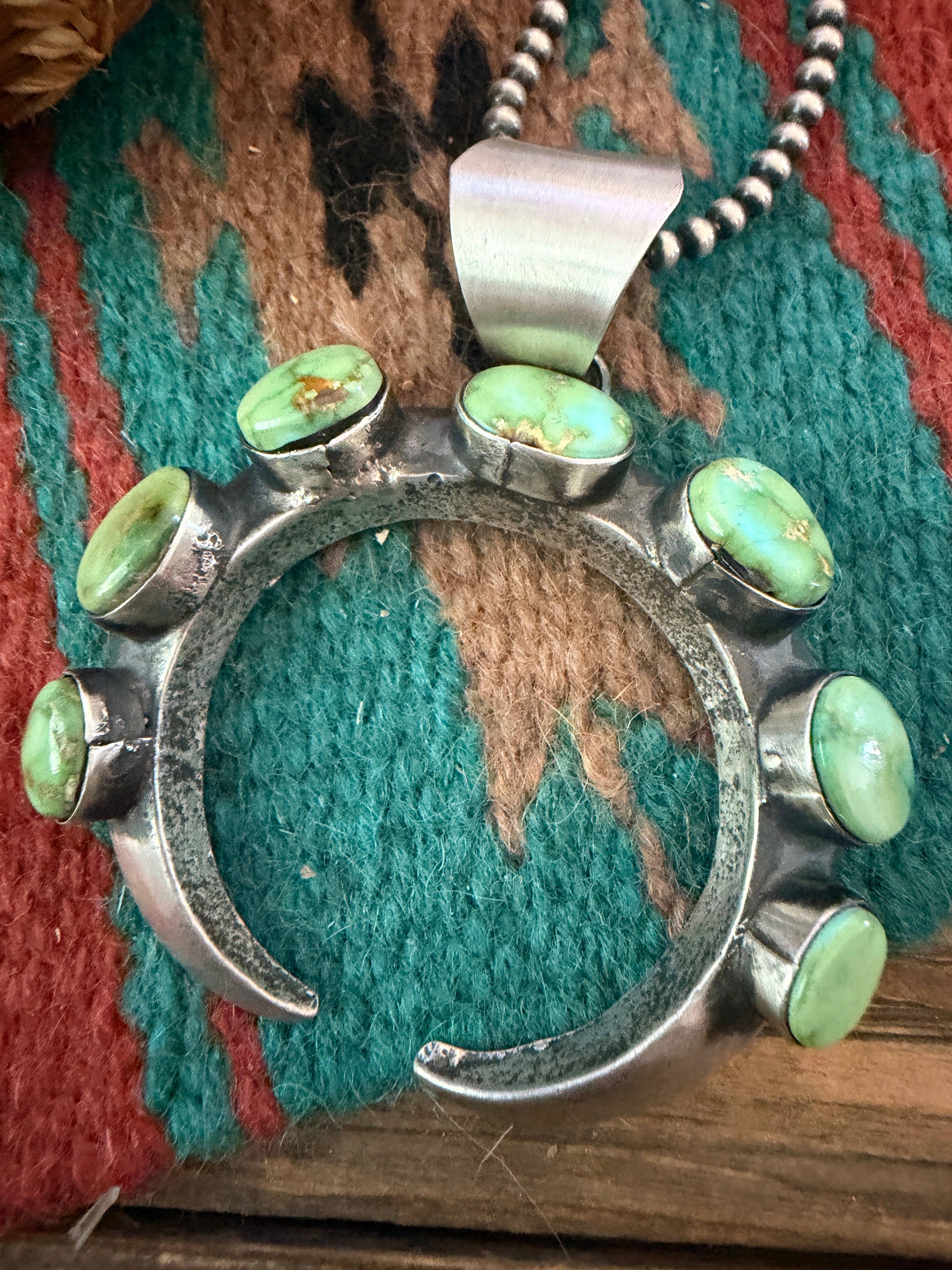 Handcrafted Sterling Silver & Sonoran Mountain Turquoise Naja Pendant by Chimney Butte