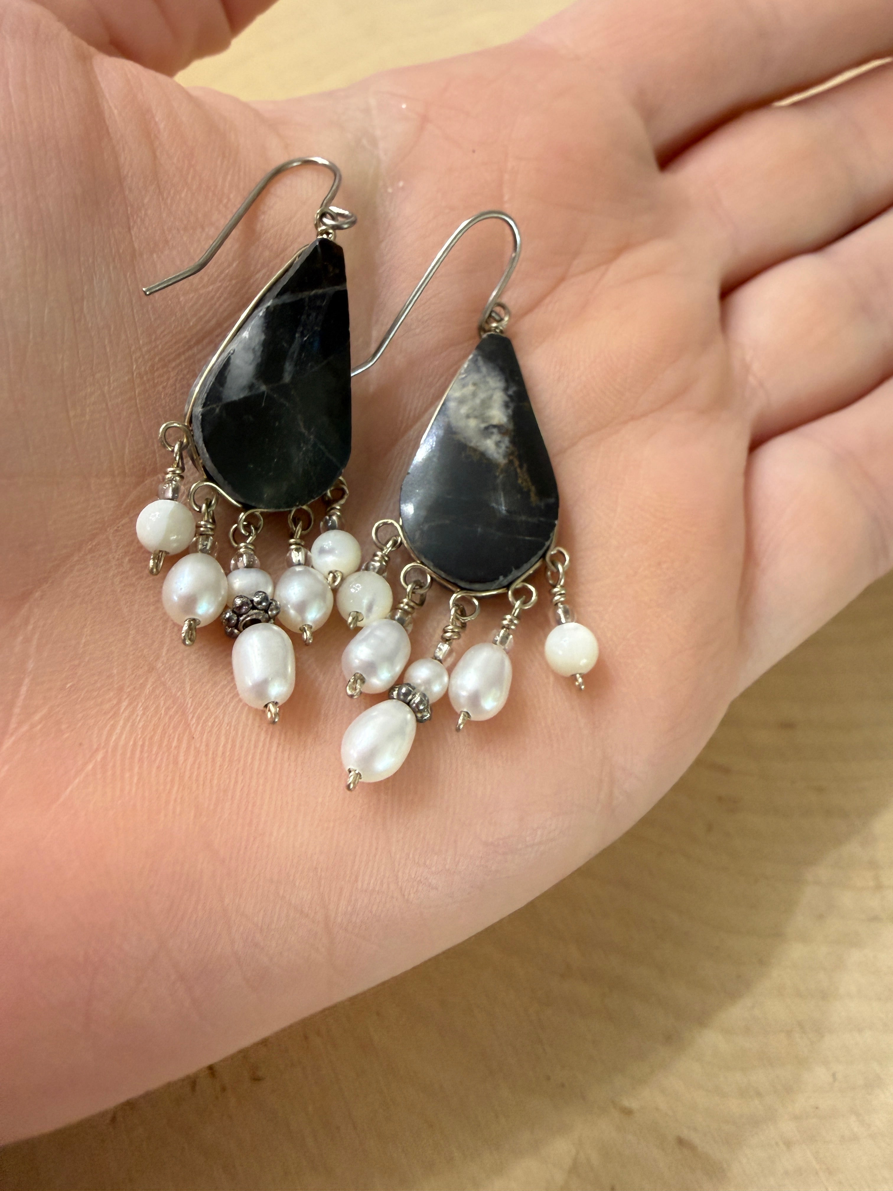 “The Golden Collection” Midnight Tide Handmade Beaded Surgical Steel Earrings