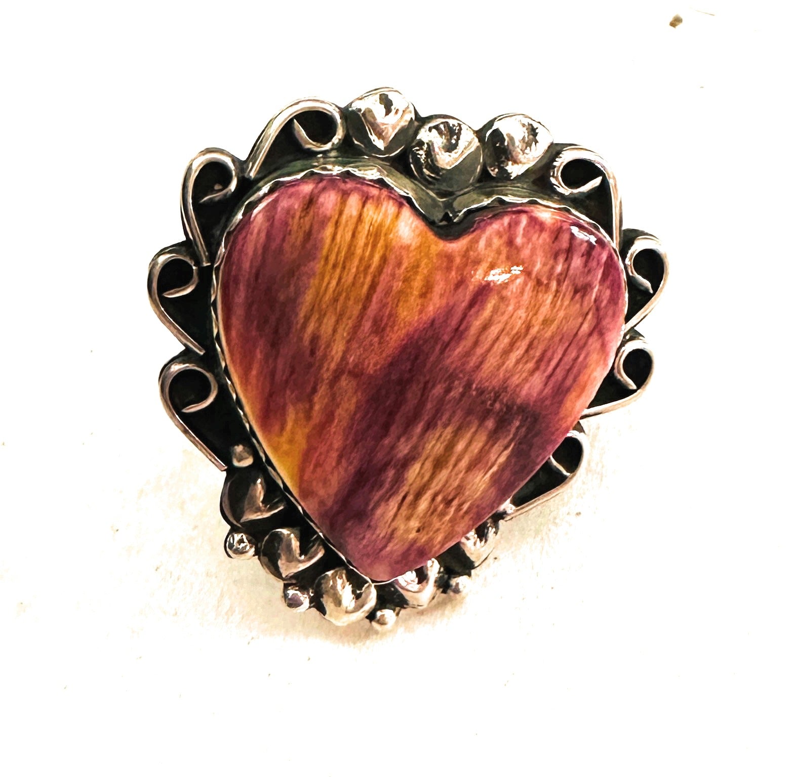 Navajo Purple Spiny & Sterling Silver Heart Ring Size 9.5