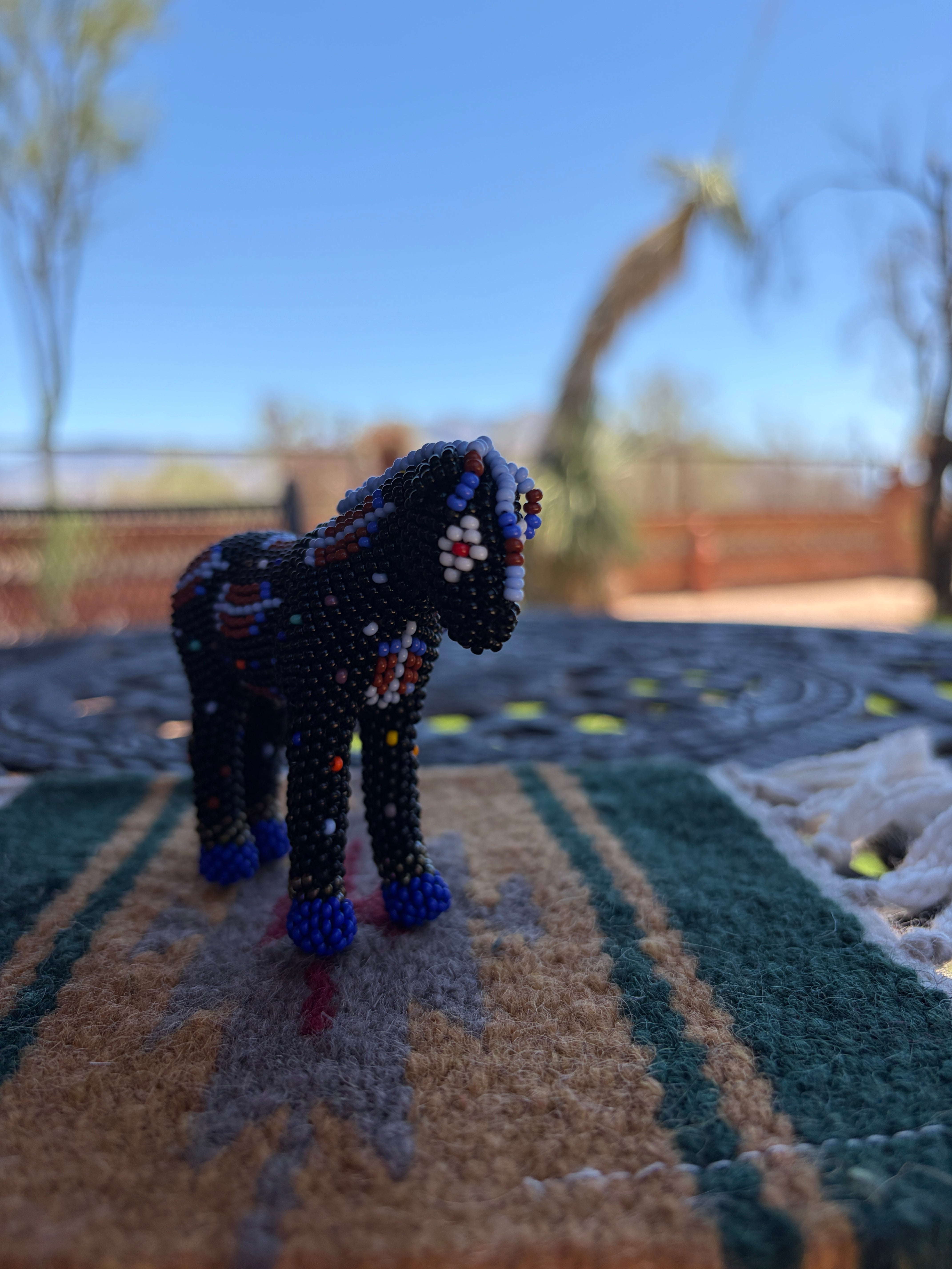 Handmade Peyote Stitched Horse Figurine- Black 14
