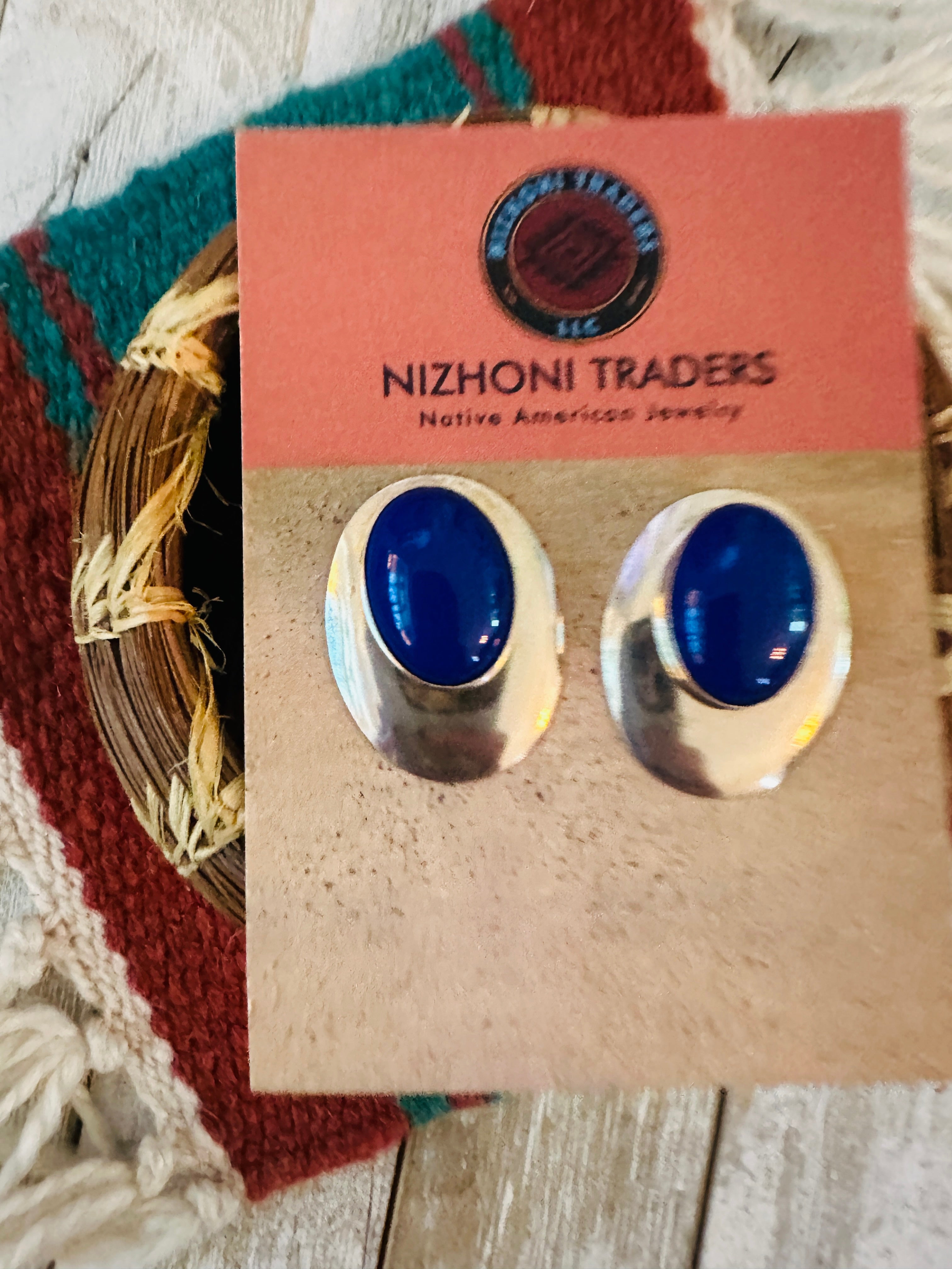 Handcrafted Lapis & Sterling Silver Post Earrings