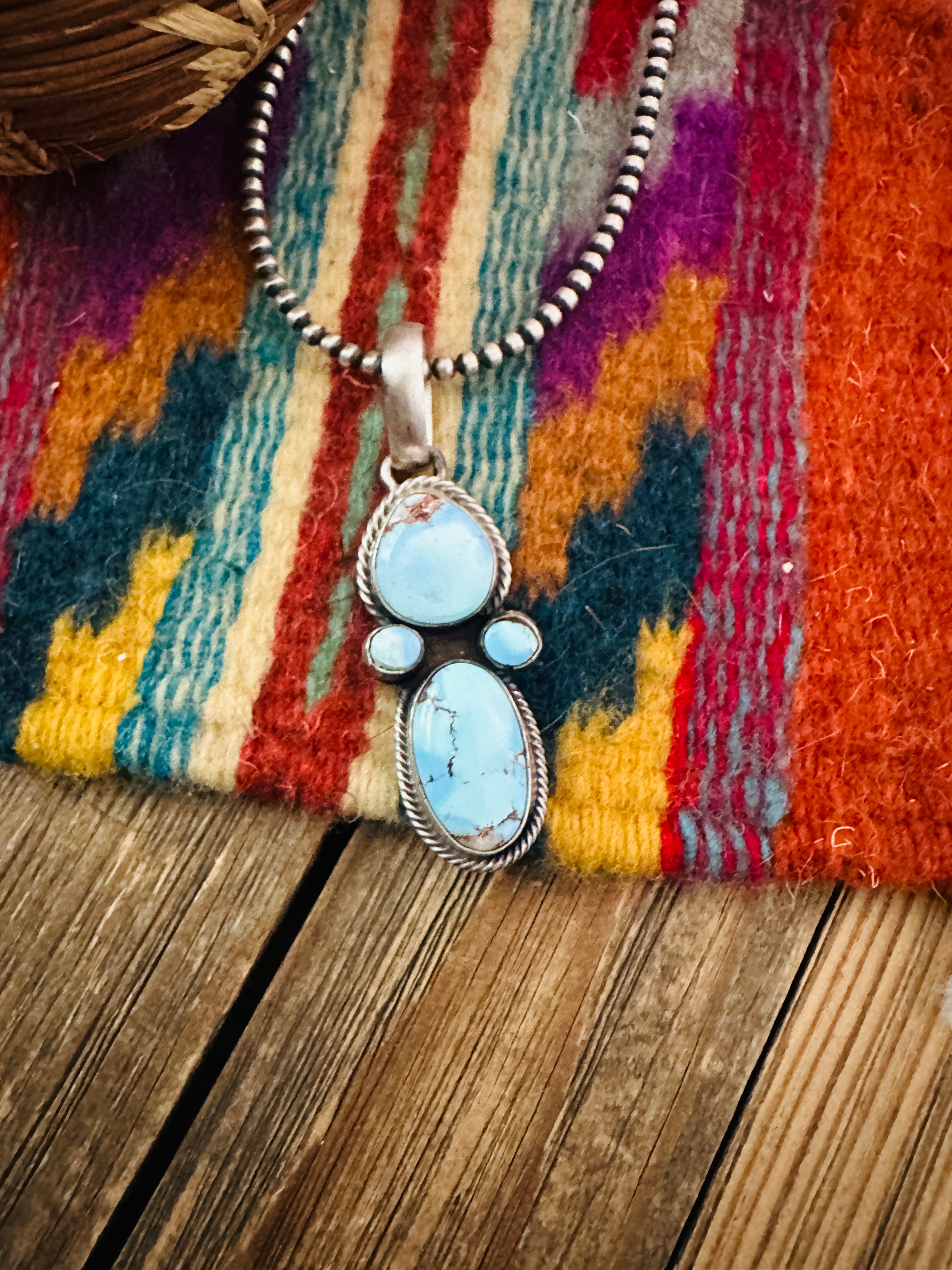 Handcrafted Sterling Silver & Golden Hills Turquoise Pendant by Darrin Livingston