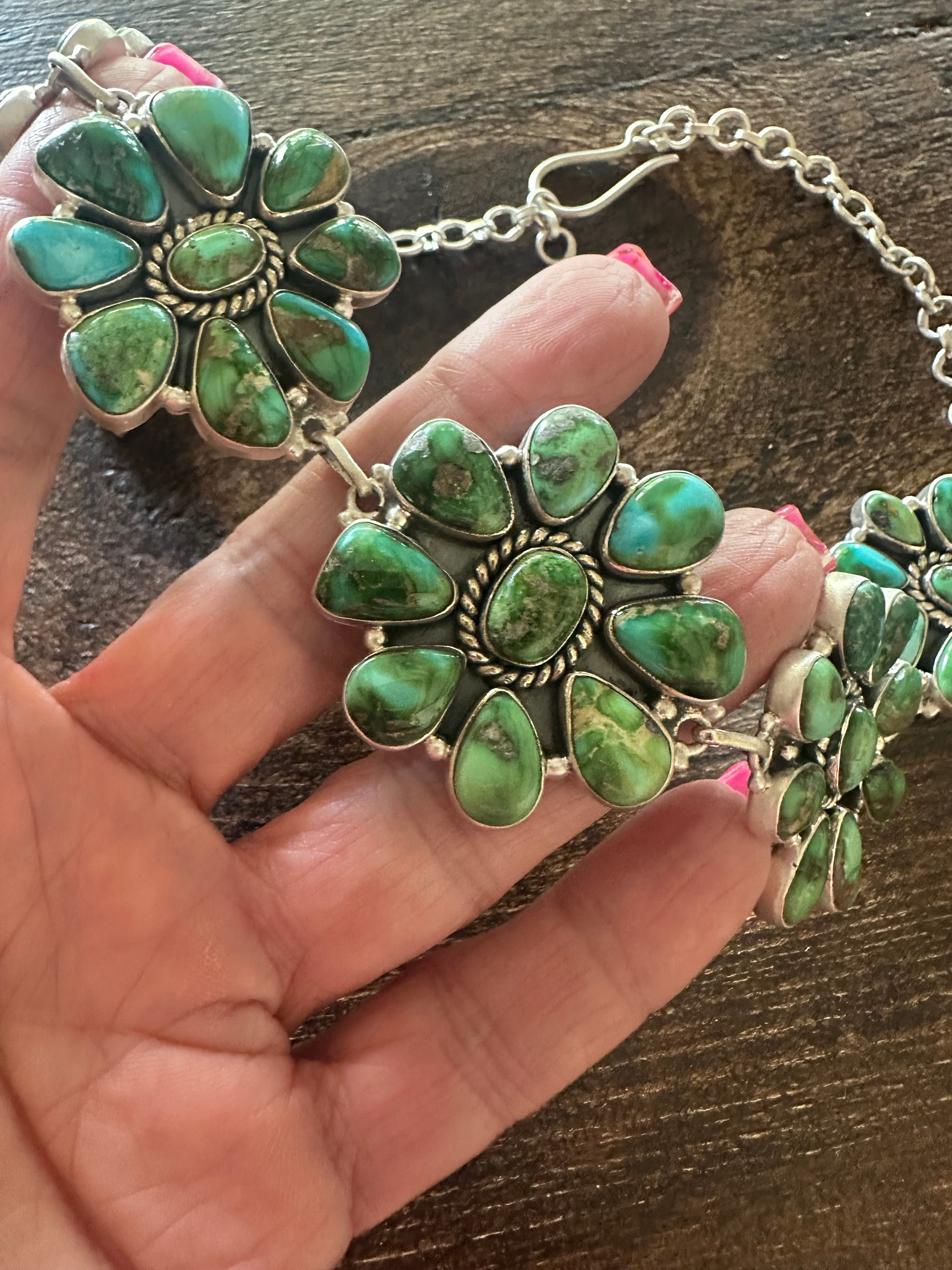 Handmade Sterling Silver Sonoran Mountain Turquoise Choker Necklace