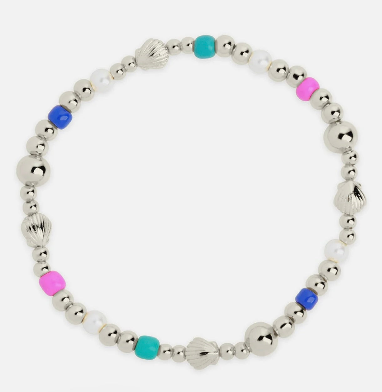 Truvy Shell Beaded Stretch Bracelet