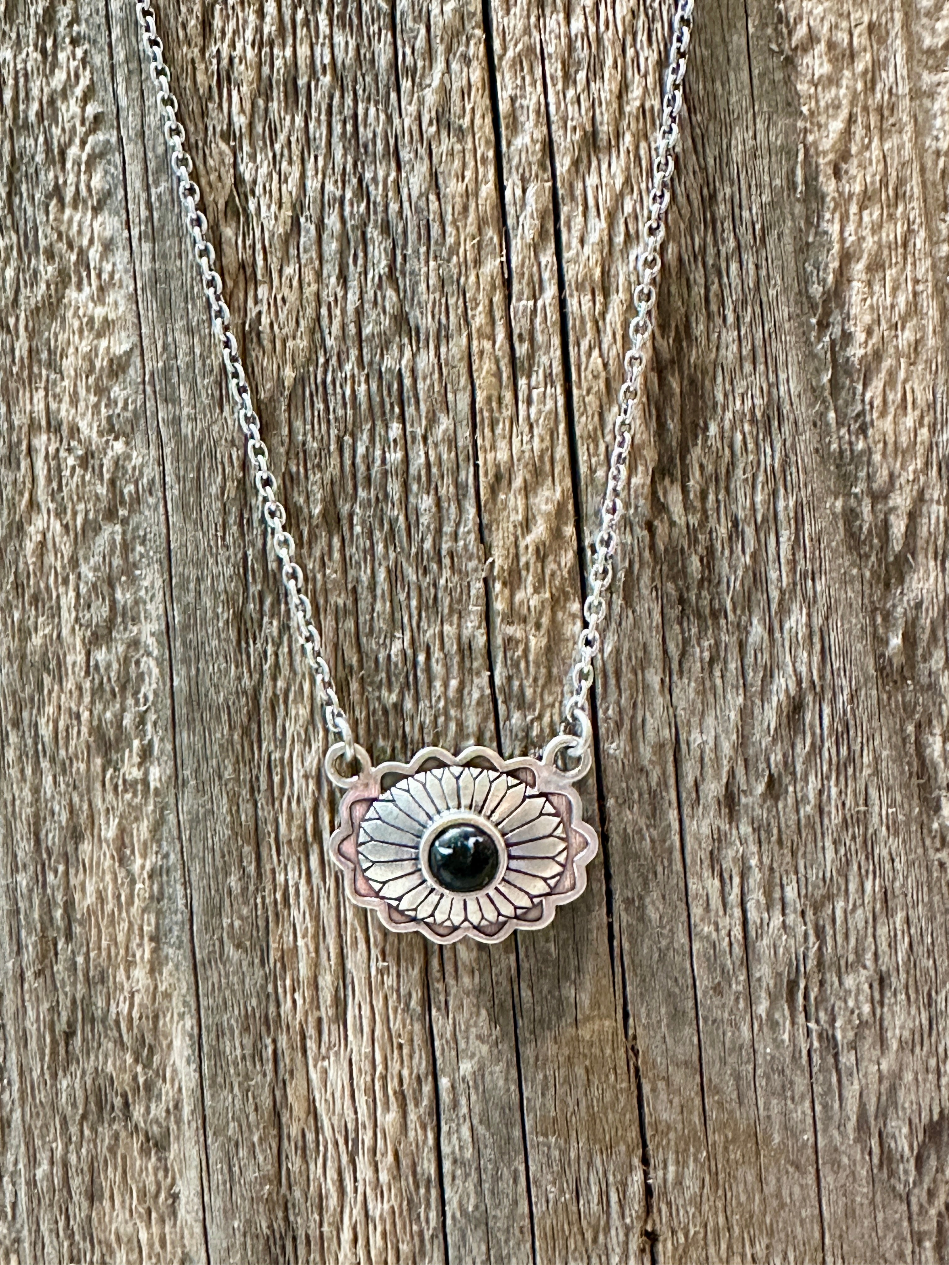 Handmade Sterling Silver White Buffalo Necklace Signed Nizhoni- more black