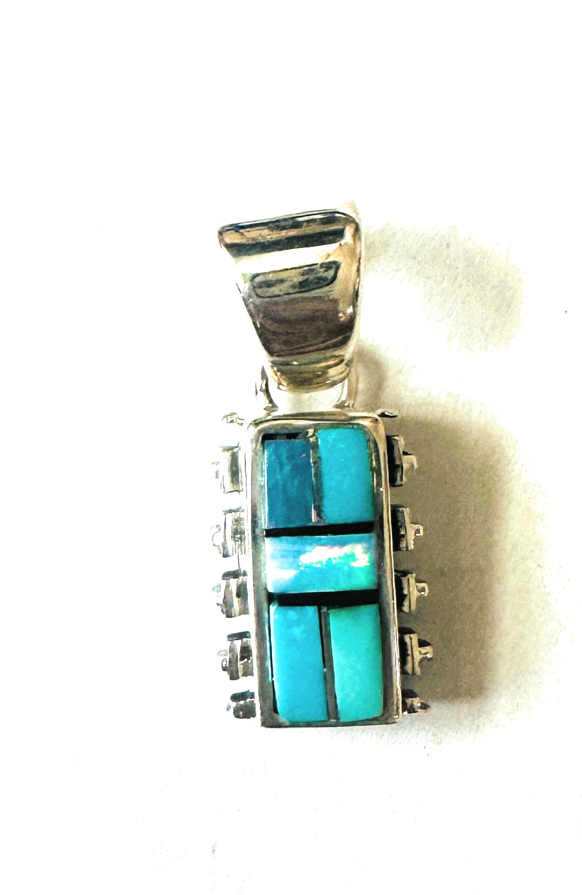 Navajo Multi Stone & Sterling Silver Inlay Pendant