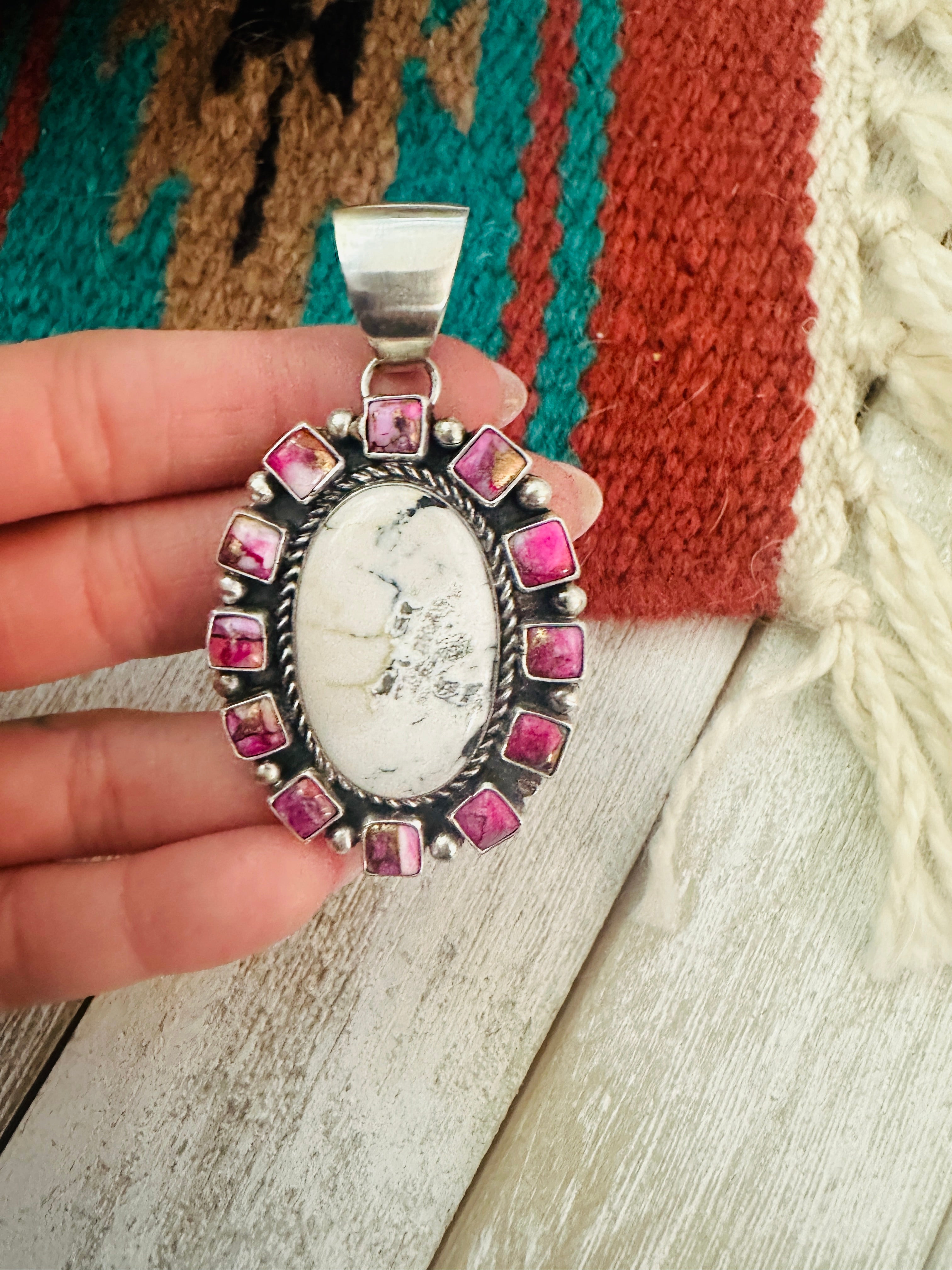 Navajo Sterling Silver, Wild Horse & Pink Dream Pendant