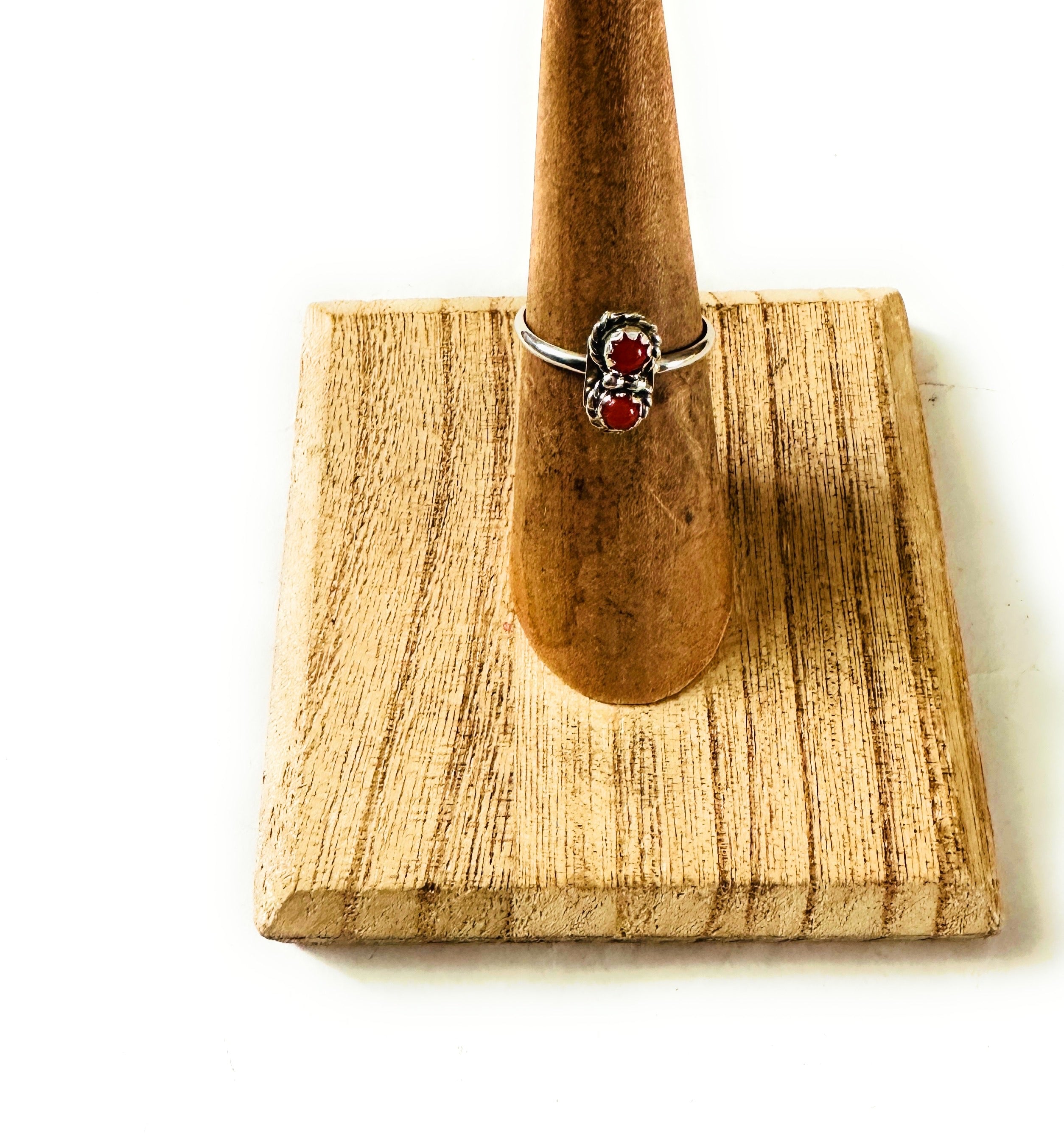 Navajo Sterling Silver & Coral Ring