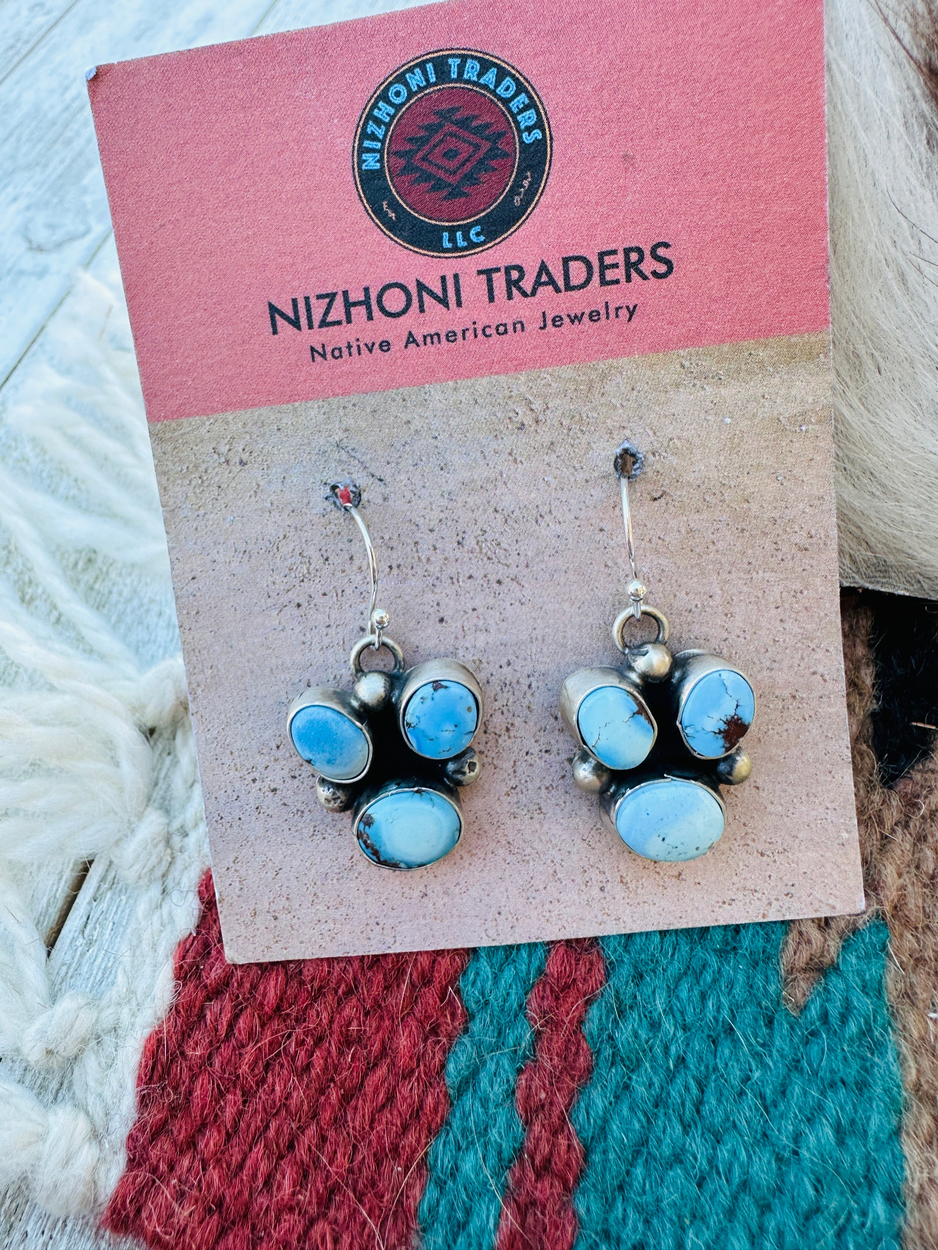 Handcrafted Golden Hills Turquoise & Sterling Silver Necklace and Earring Set by Louise Jim