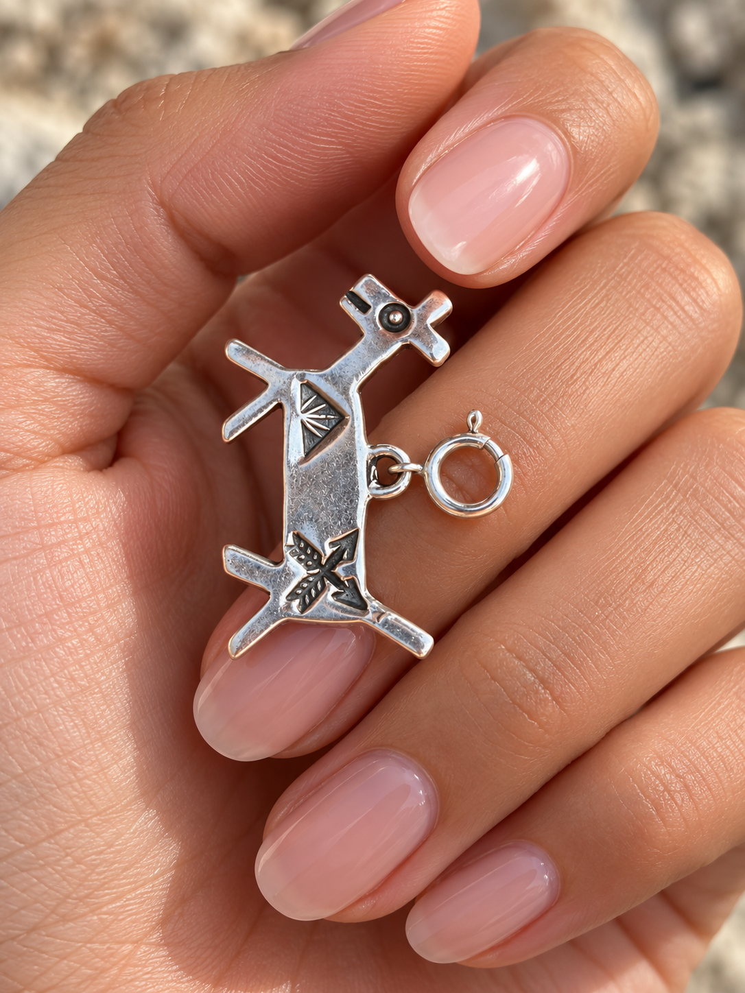 Handcrafted Sterling Silver Goat Petroglyph Charm