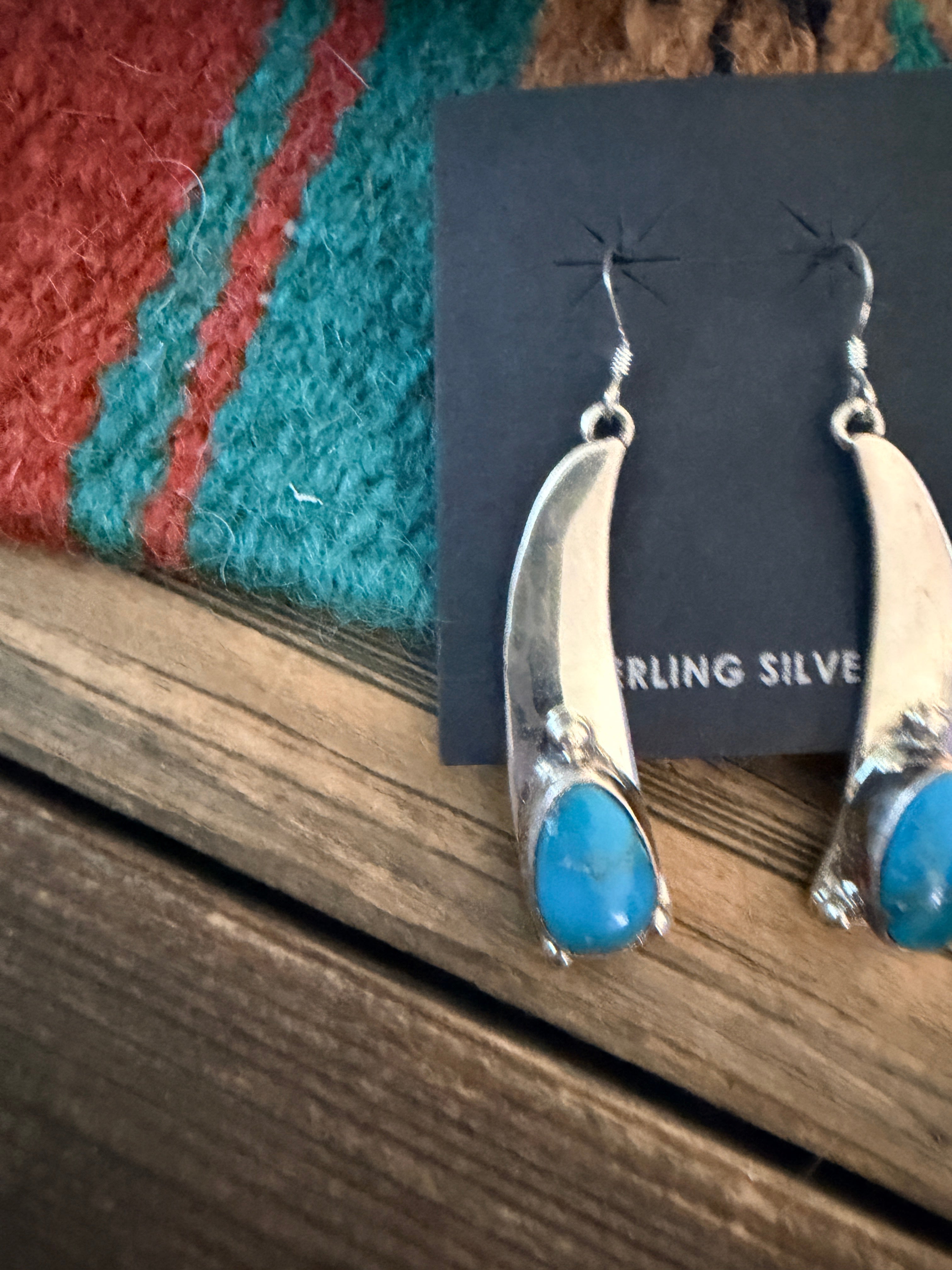Handcrafted Turquoise & Sterling Silver Dangle Earrings