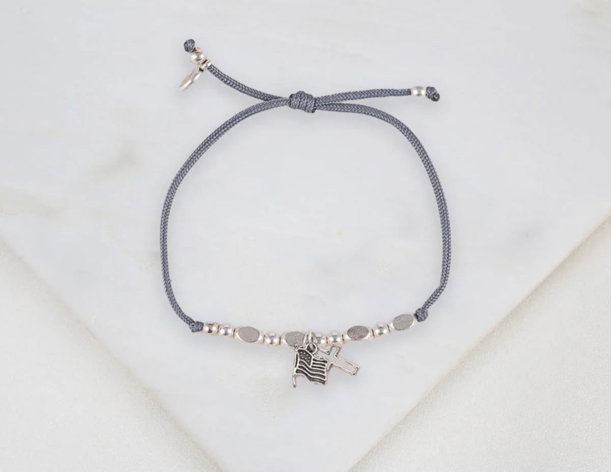 God Bless America Cross Bracelet (Gray)