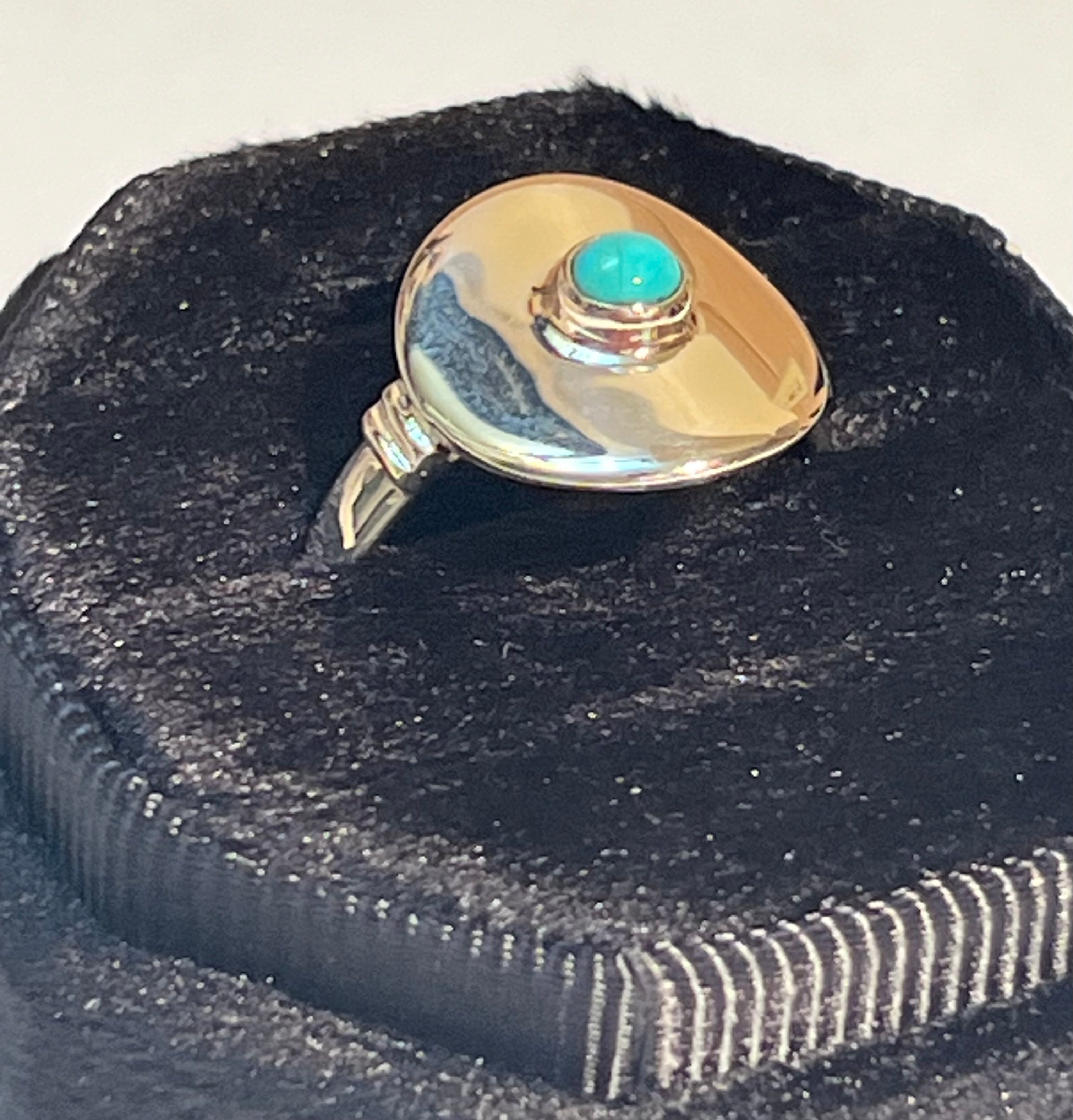Silver Disc Ring w/ Turquoise