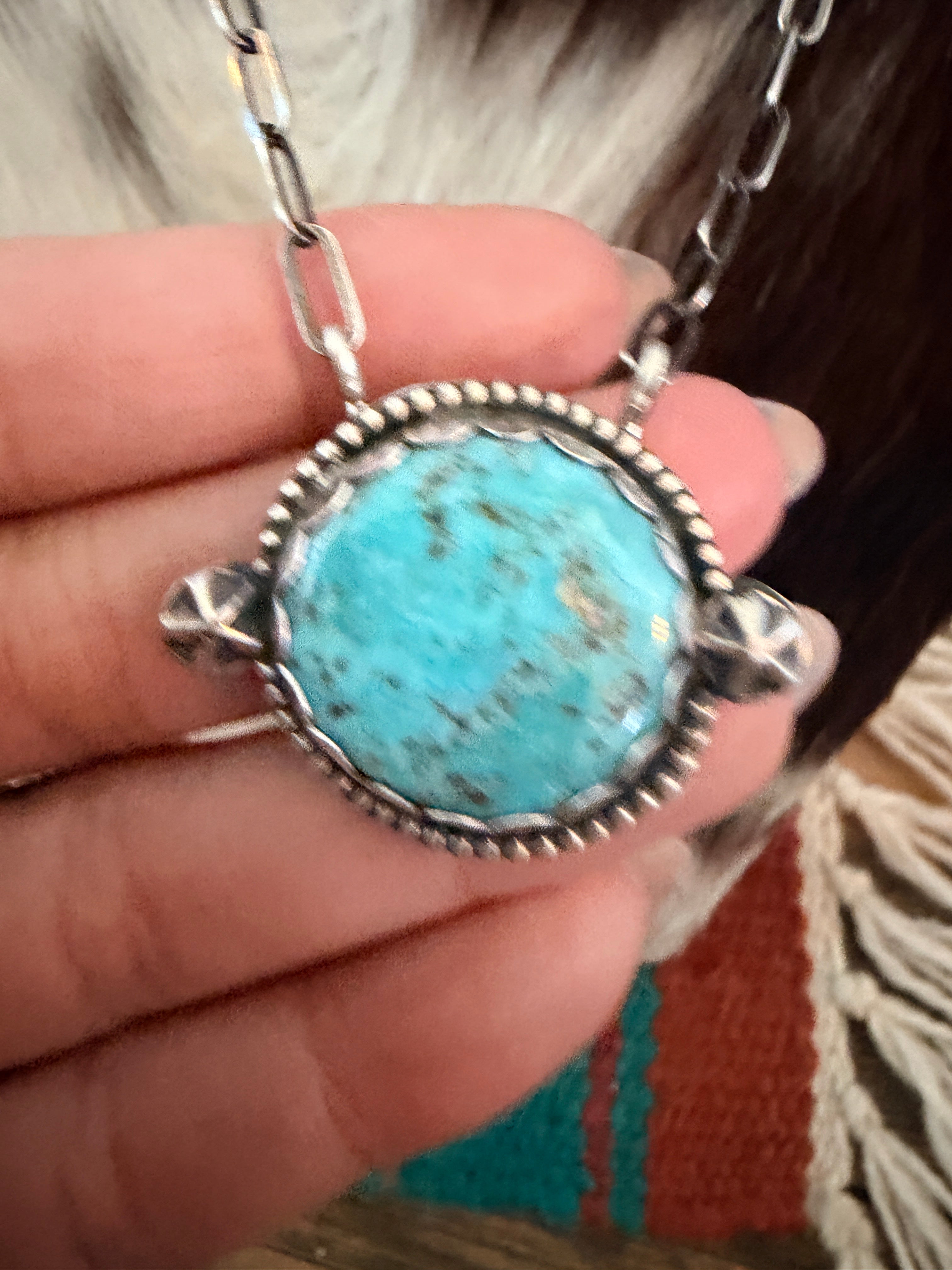 Handmade Sterling Silver & Blue Ridge Turquoise Necklace