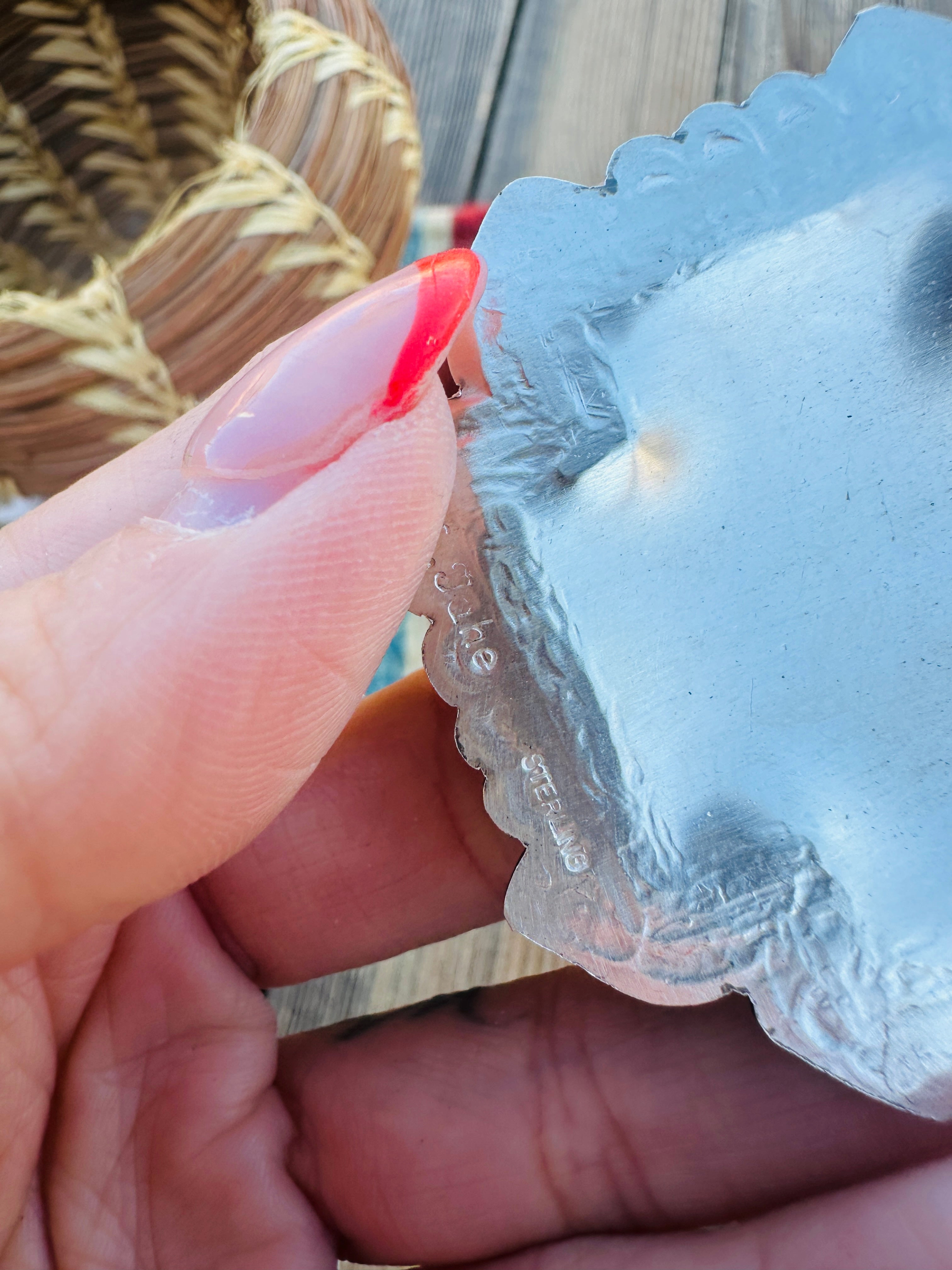 Handcrafted Sterling Silver Concho Cross Dangle Earrings by Leander Tahe