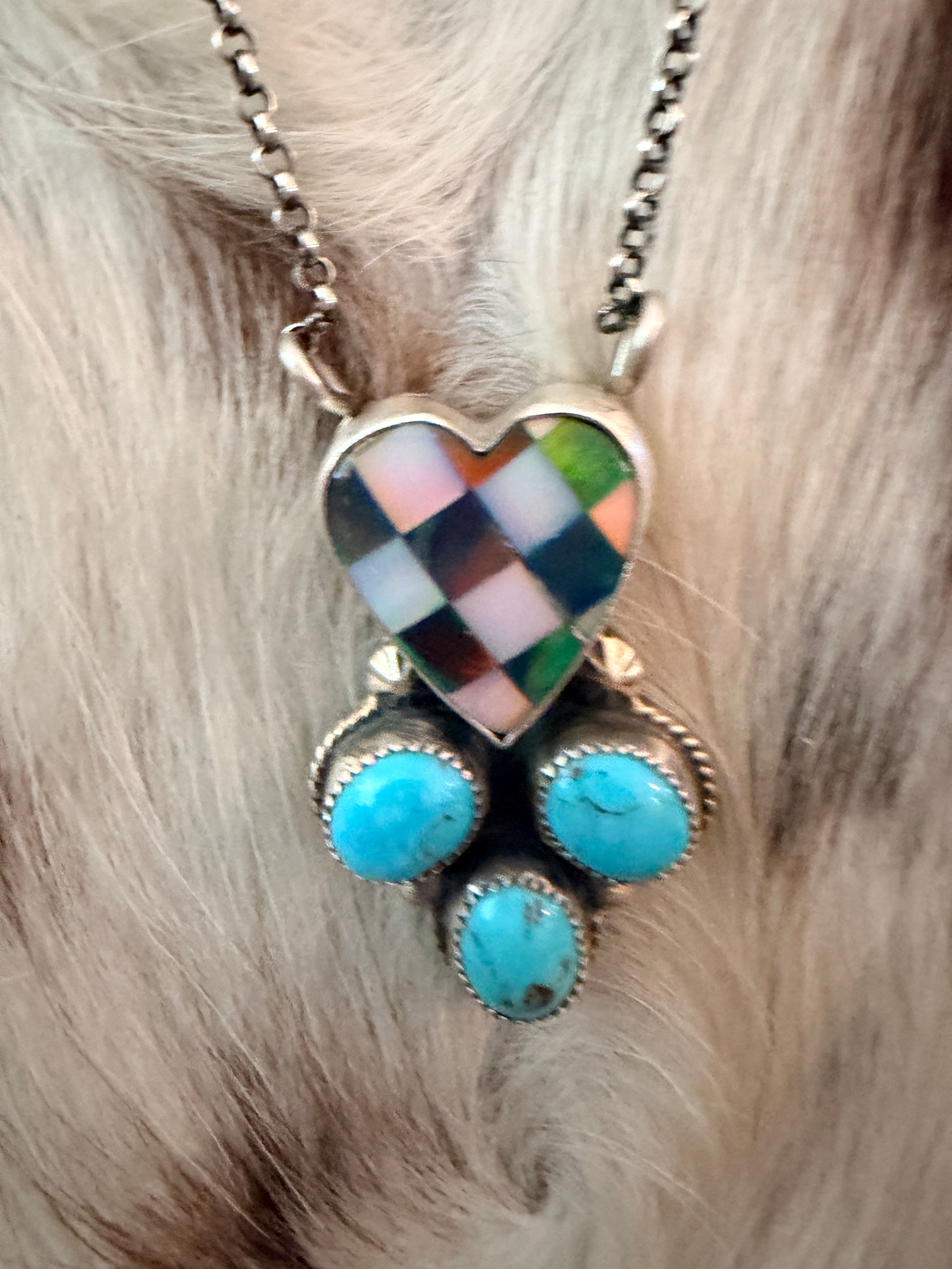 Handmade Sterling Silver & Turquoise Heart Necklace