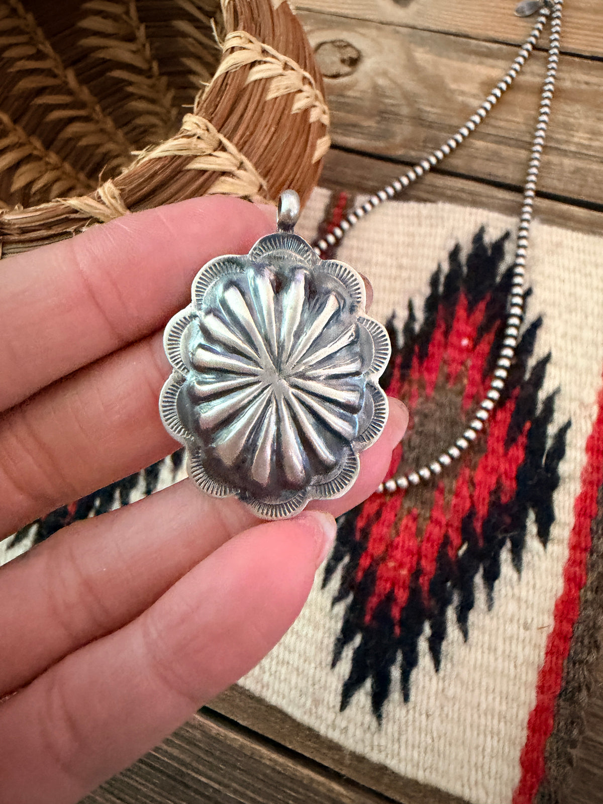 Handcrafted Sterling Silver Concho Pendant