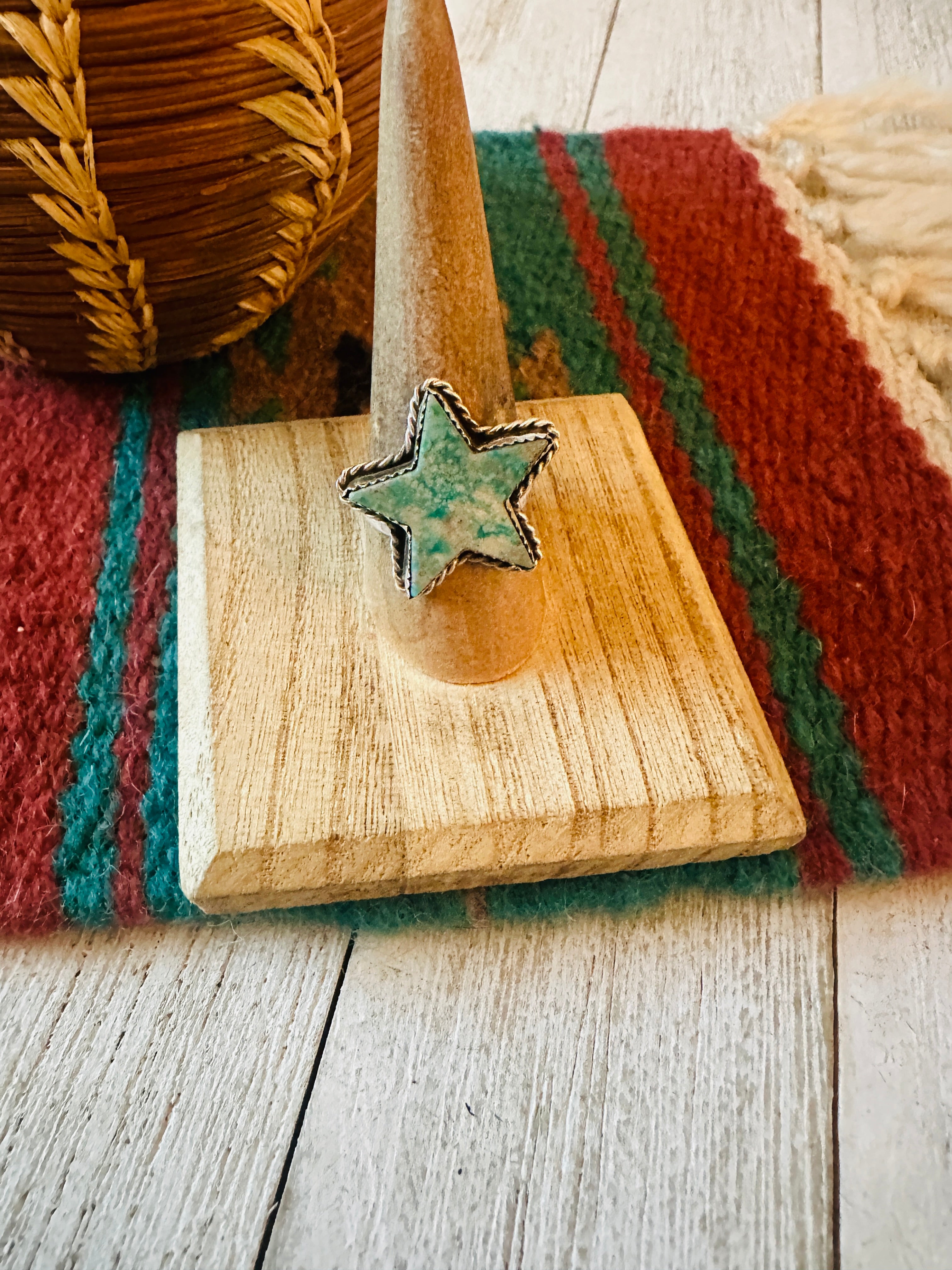 Navajo Sterling Silver & Turquoise Star Ring