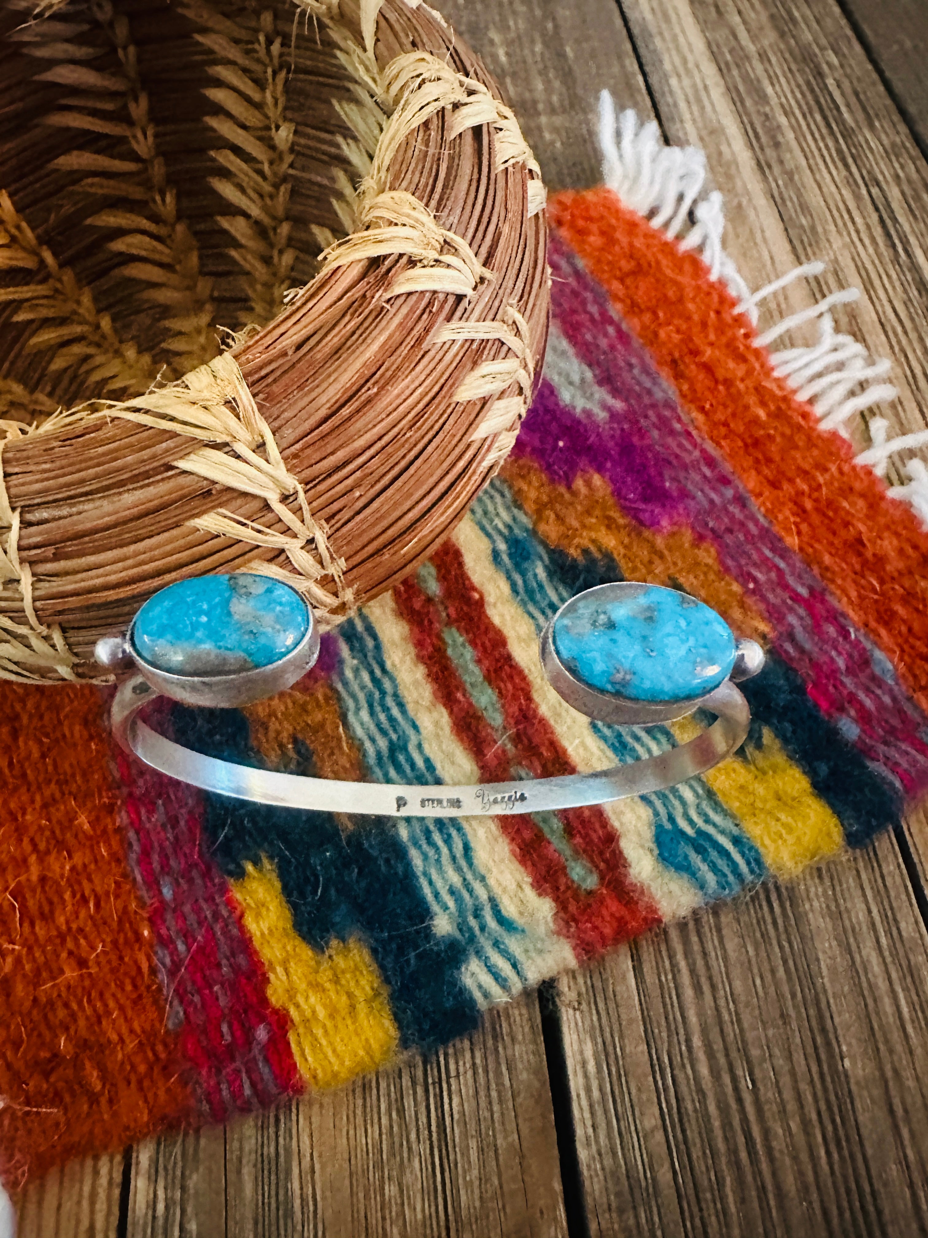 Handcrafted Turquoise & Sterling Silver Floating Cuff Bracelet