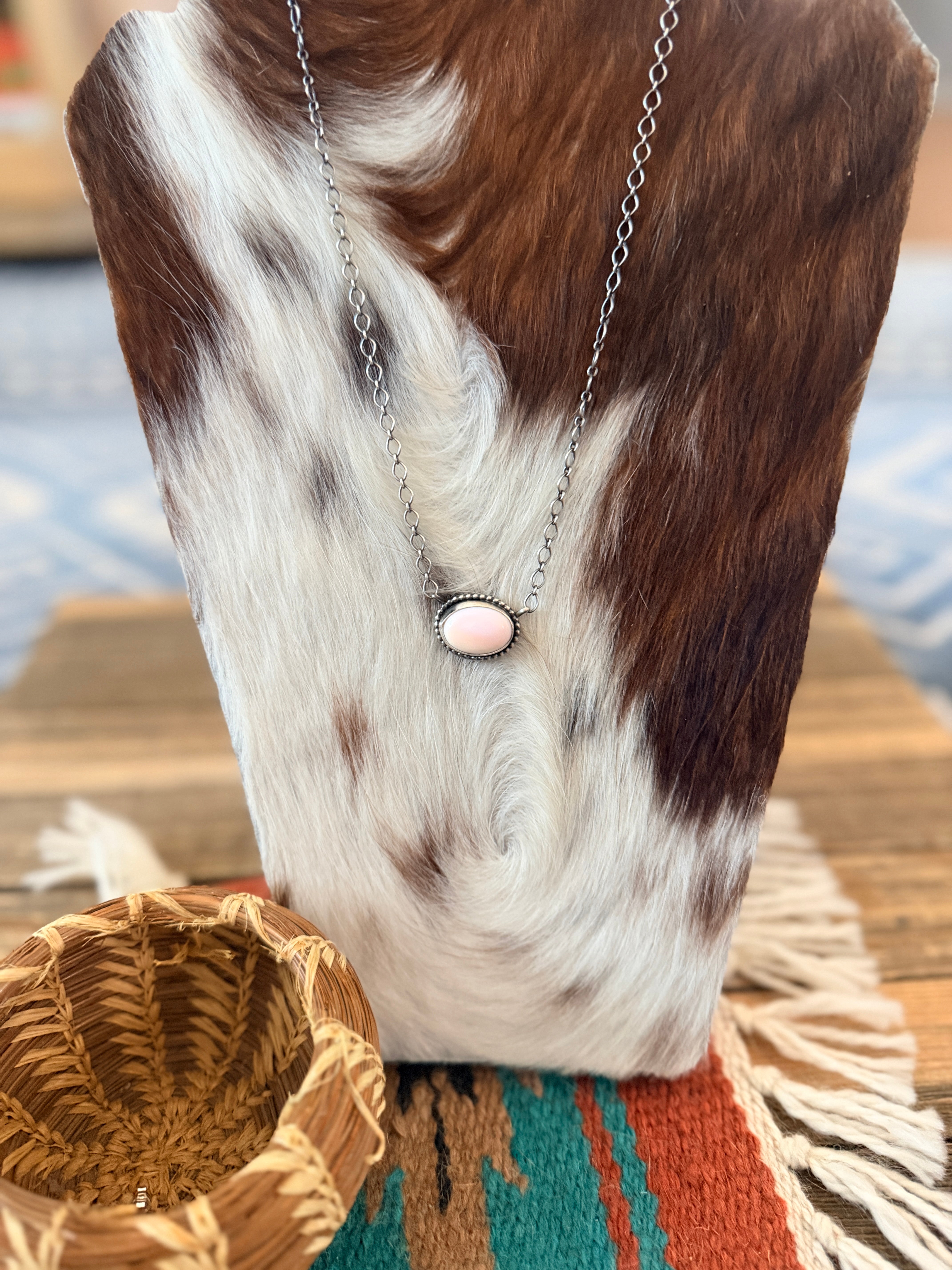 Handcrafted Queen Pink Conch & Sterling Silver Necklace