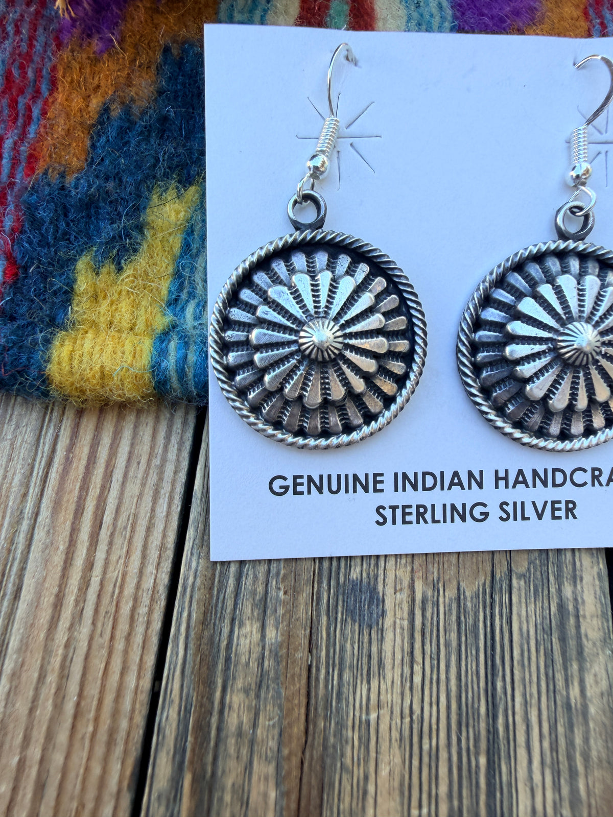 Handcrafted Sterling Silver Concho Dangle Earrings by Tom Lewis