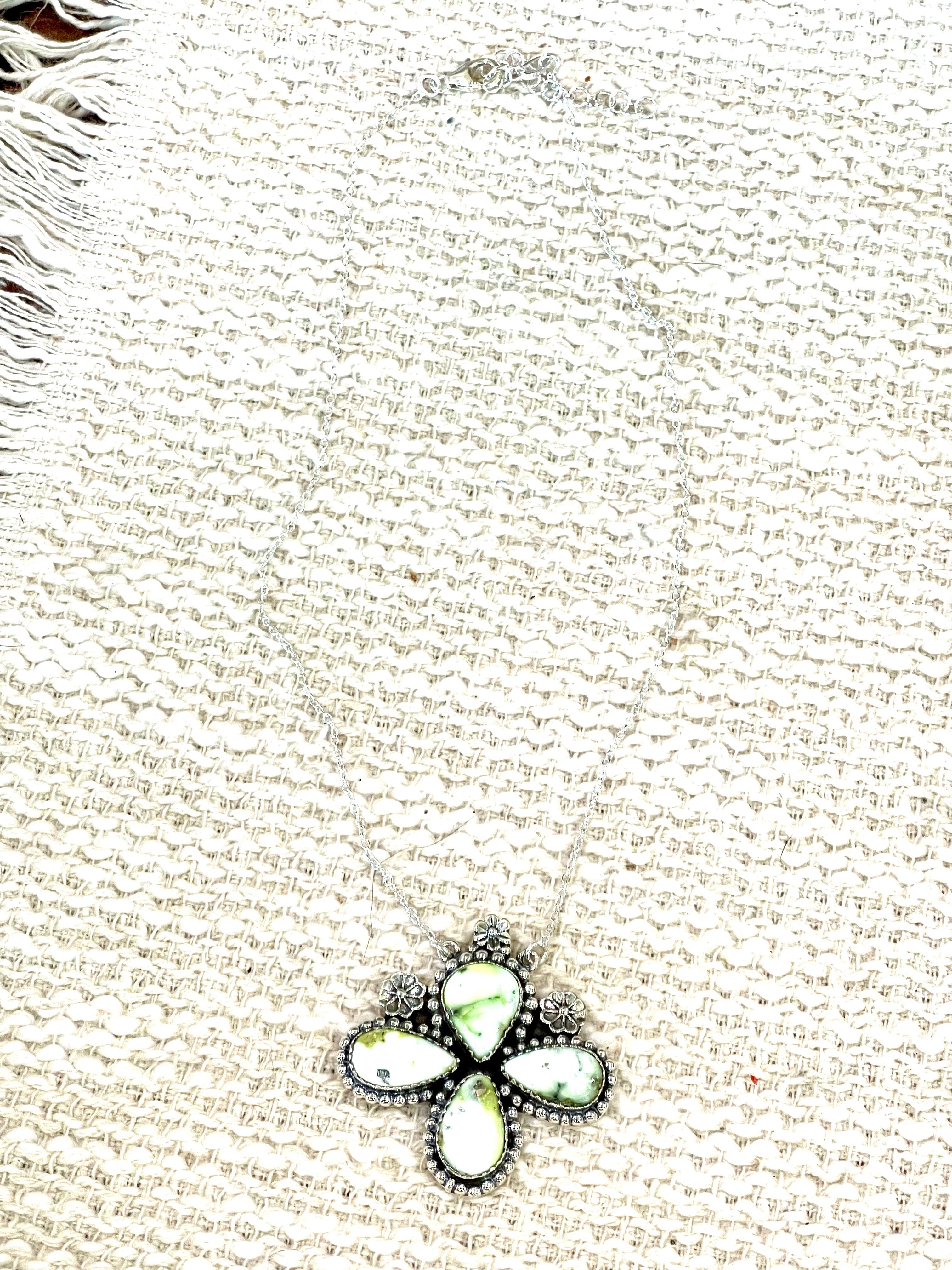 Handmade Sterling Silver Palomino Turquoise Necklace with Signed Nizhoni