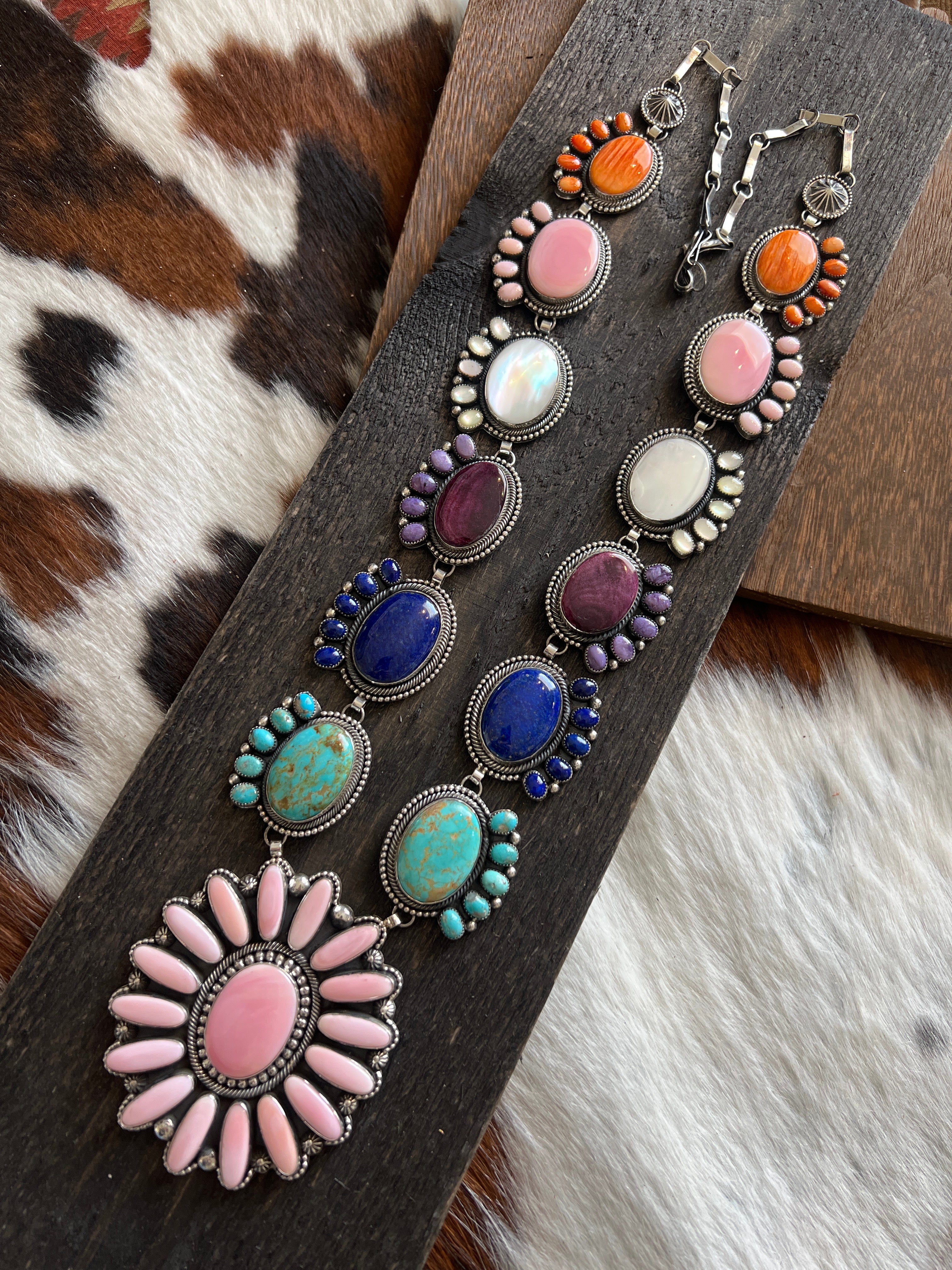 Tequila Sunrise Handcrafted Sterling Silver and Multi Stone Necklace by Hemerson Brown