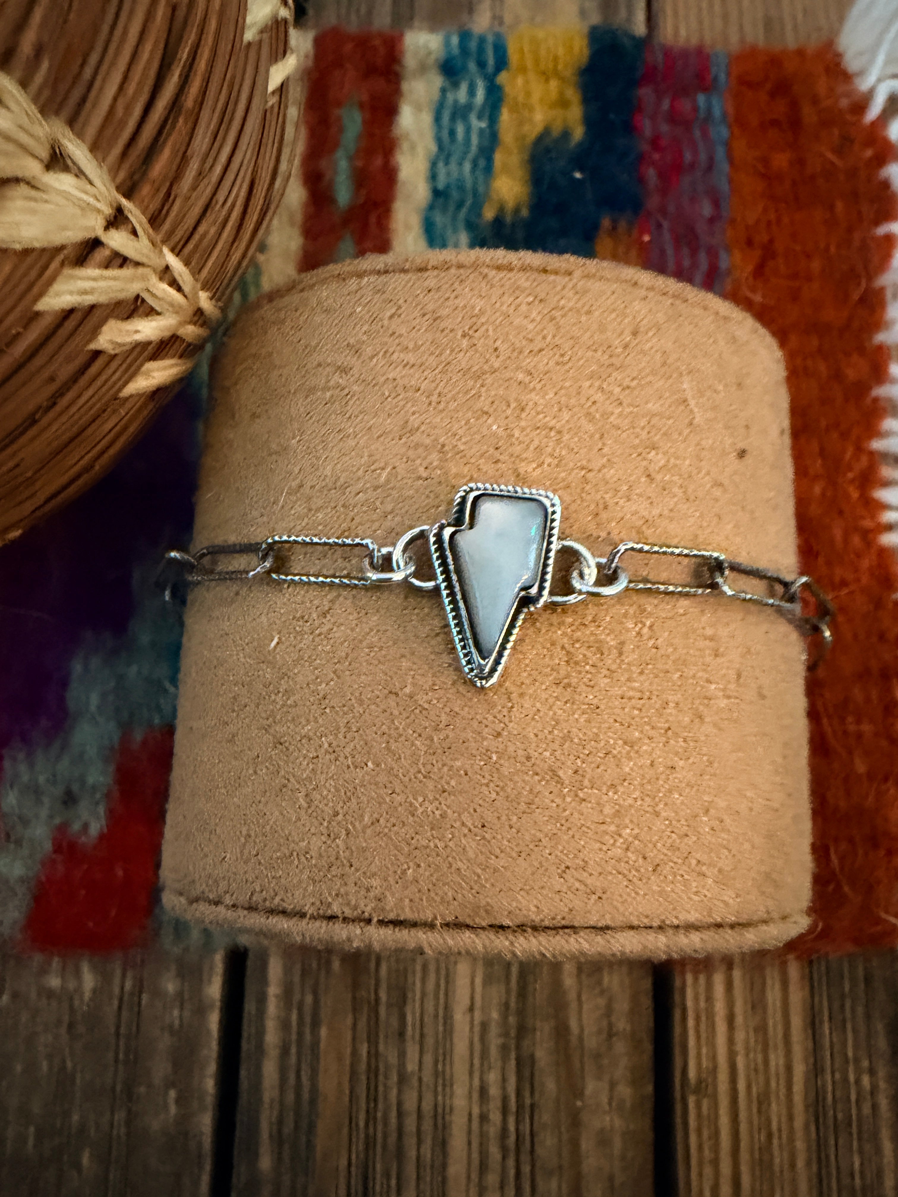 Handmade Moonstone & Sterling Silver Lightning Bolt Anklet