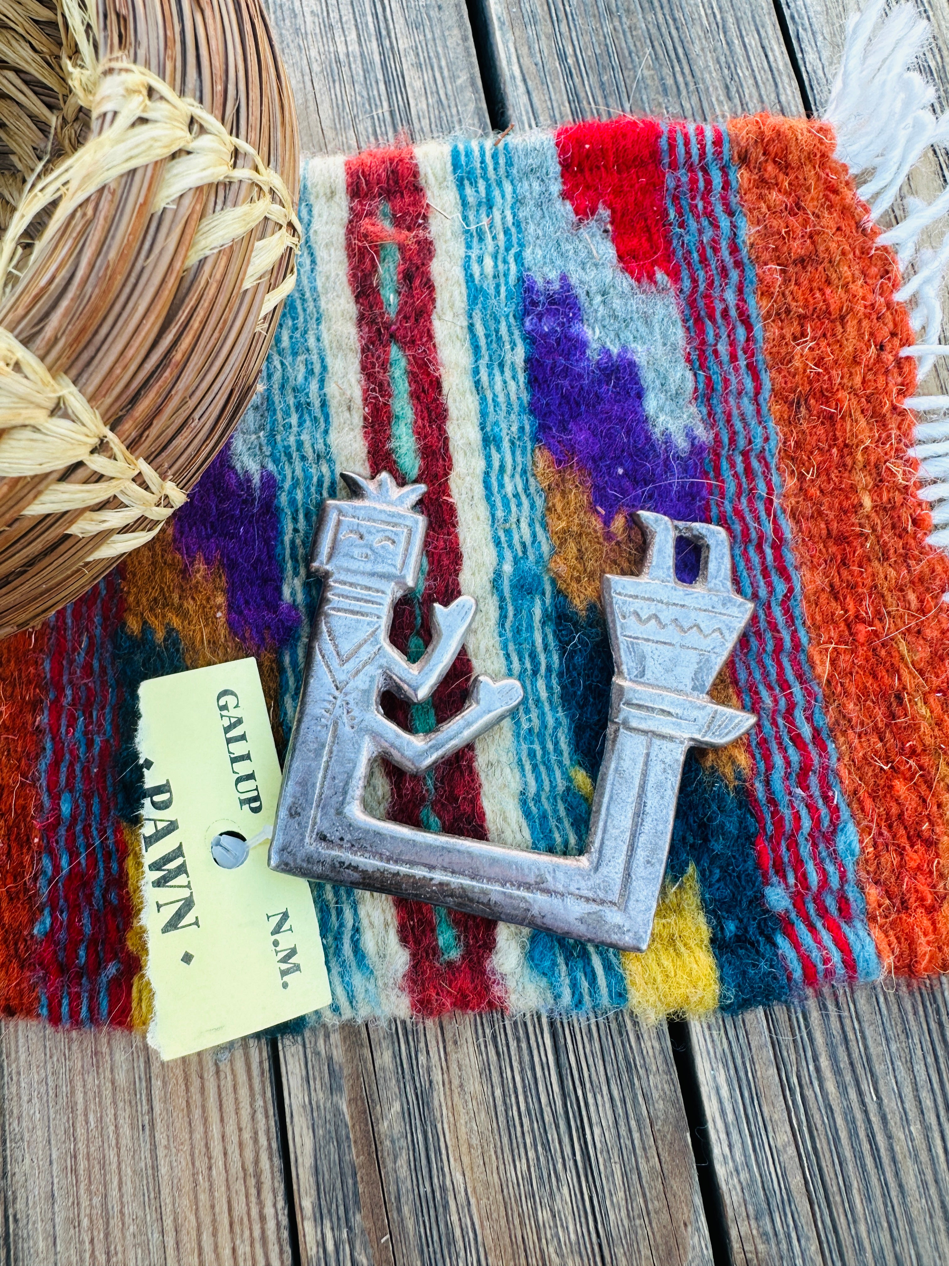 Old Pawn Handcrafted Sterling Silver Kokopelli Brooch