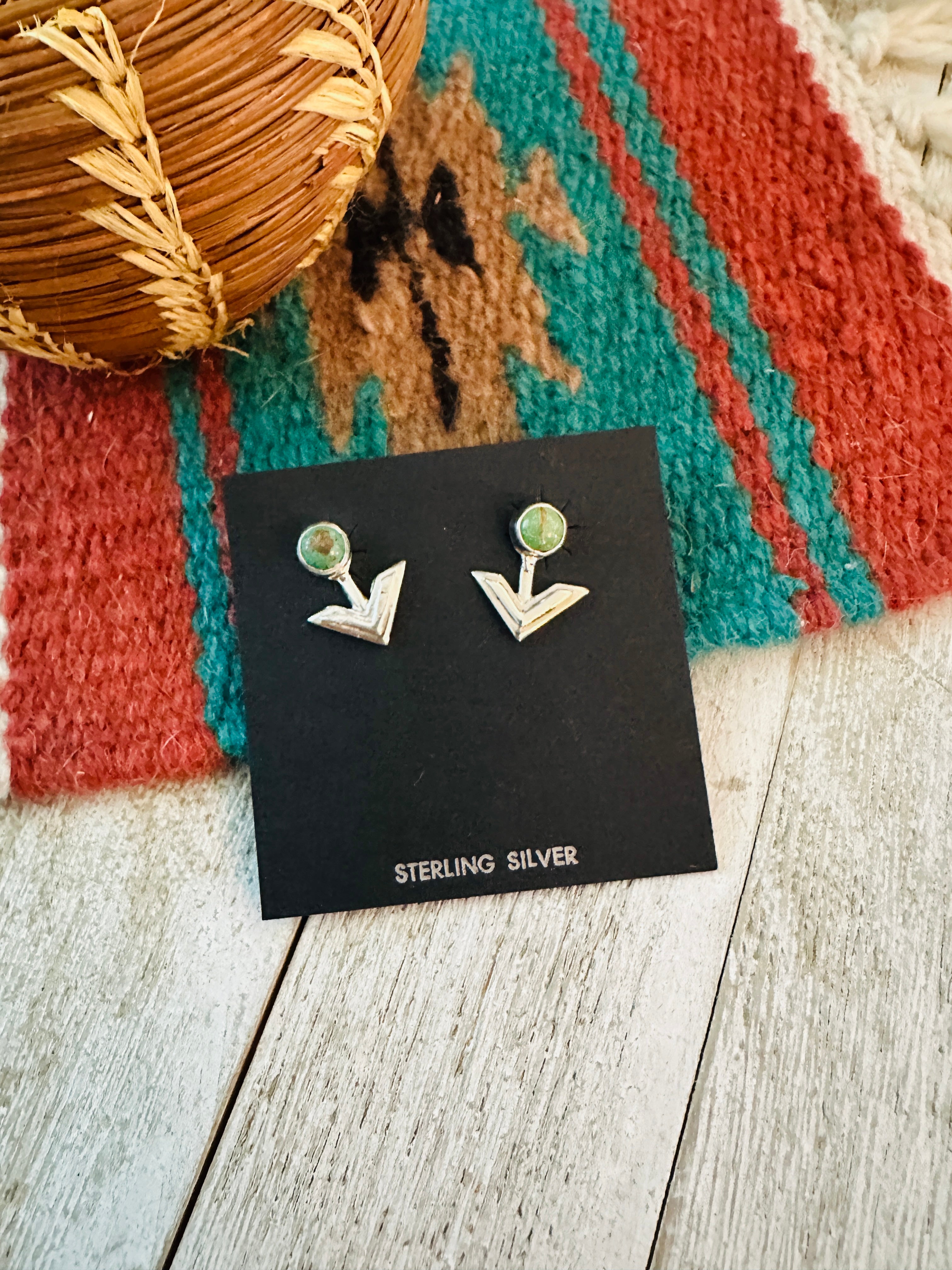 Handcrafted Sterling Silver & Turquoise Arrow Stud Earrings