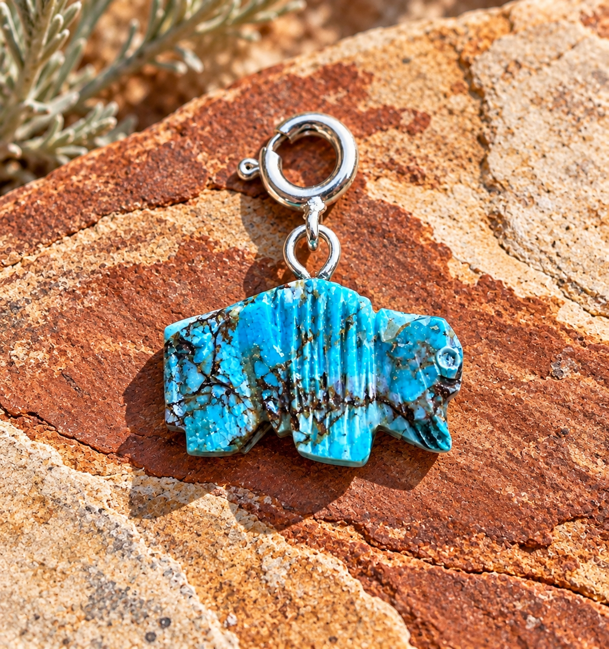 Handcrafted Turquoise Blue  Mojave Buffalo Charm