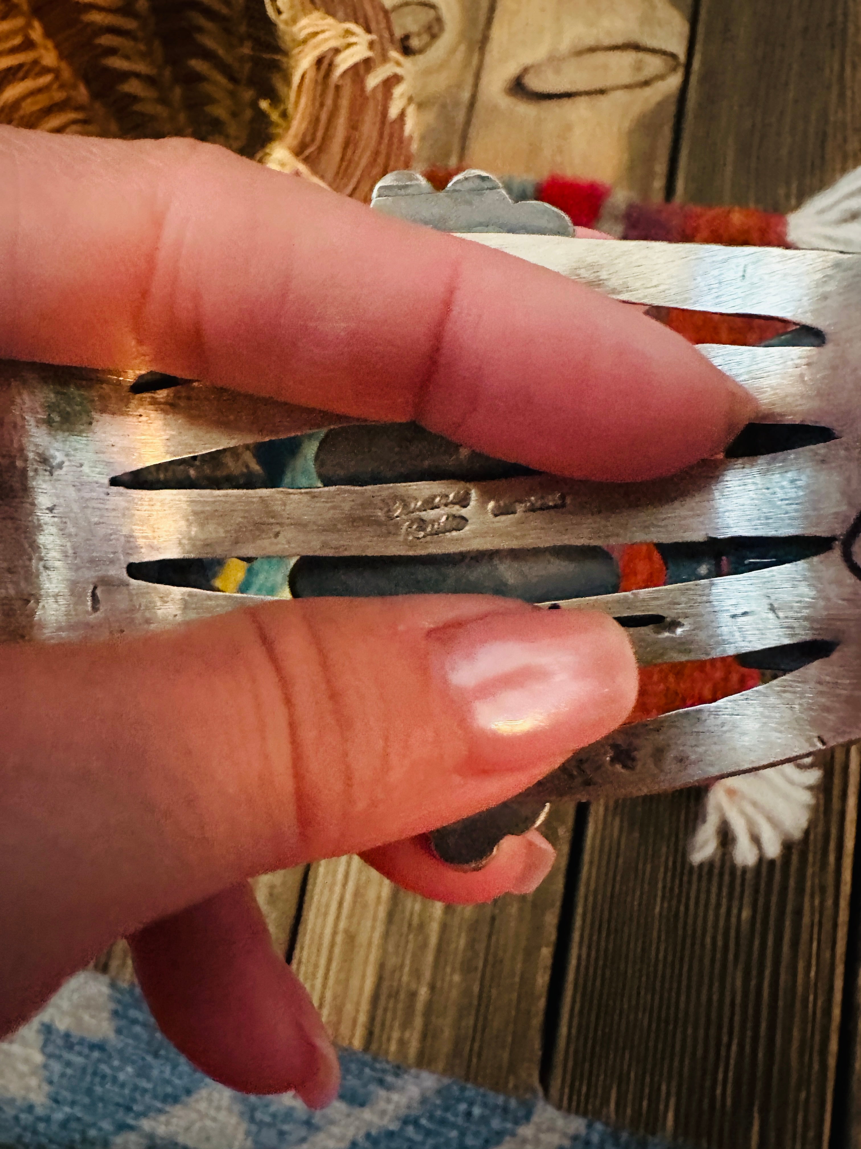 Handcrafted Sterling Silver & Number 8  Turquoise Thunderbird Cuff Bracelet by Chimney Butte