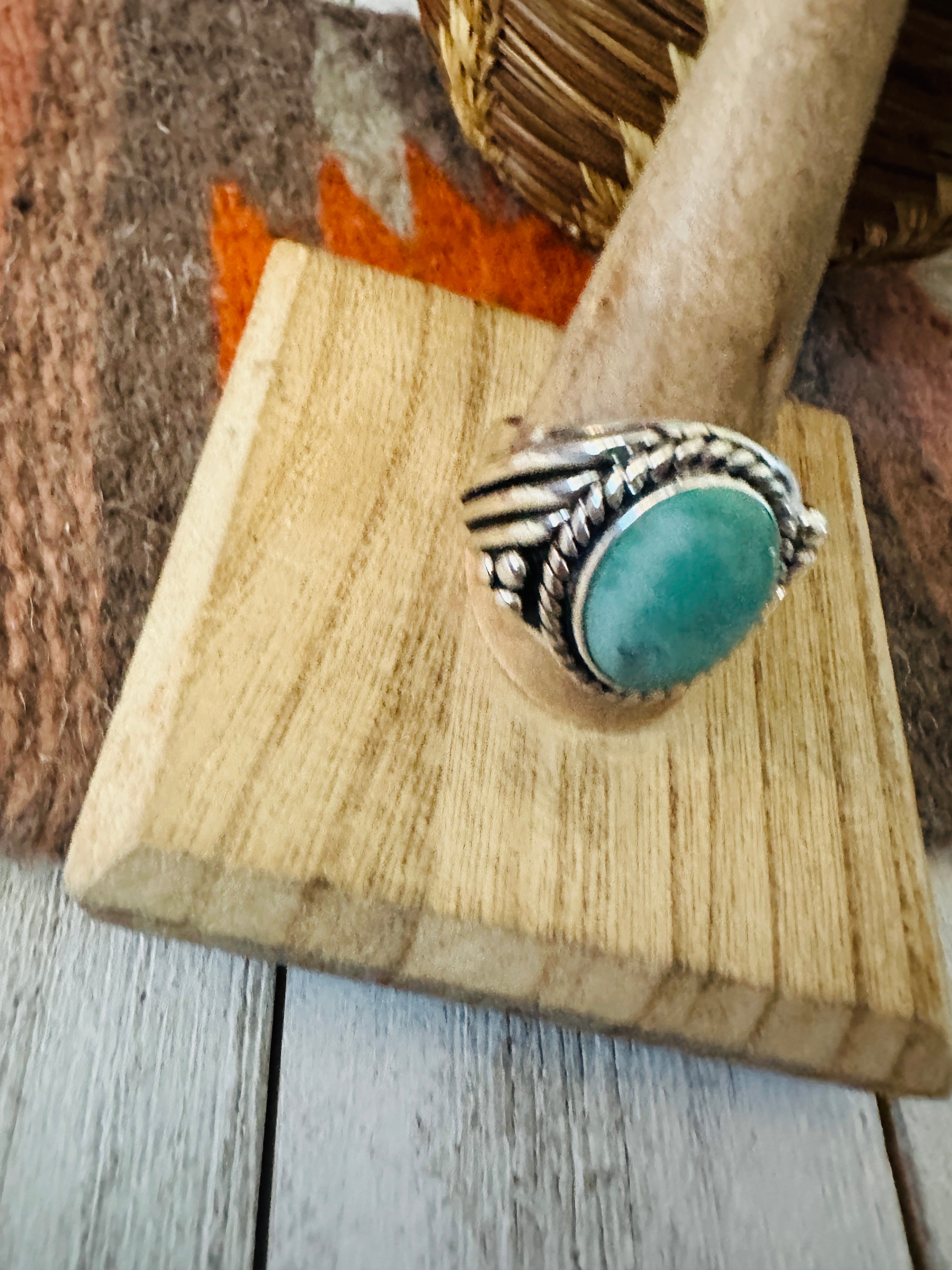 Navajo Turquoise & Sterling Silver Ring Size 11.5