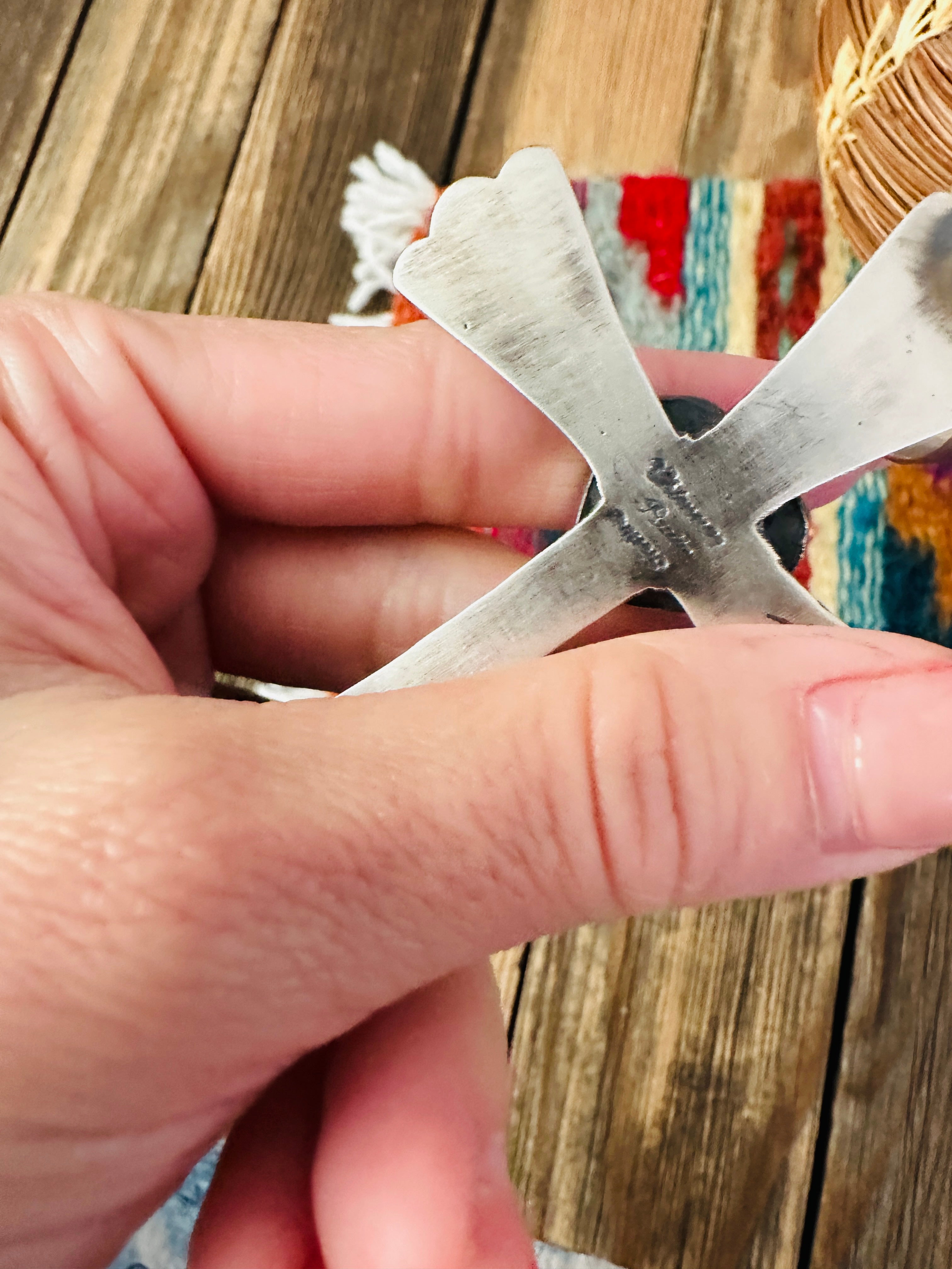 Handcrafted Turquoise & Sterling Silver Heart Cross Pendant by Chimney Butte