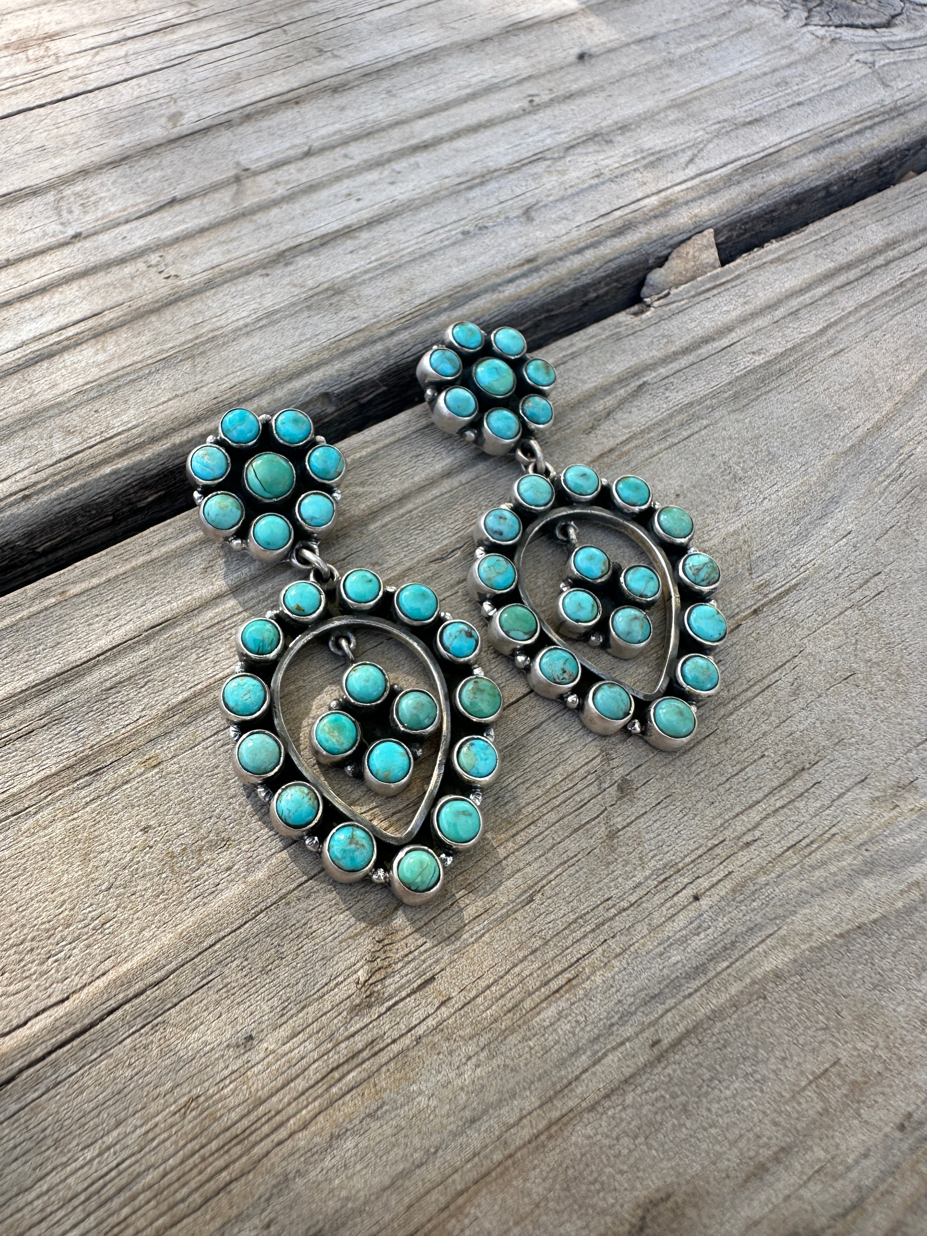 Handmade Turquoise & Sterling Silver Post Dangle Earrings