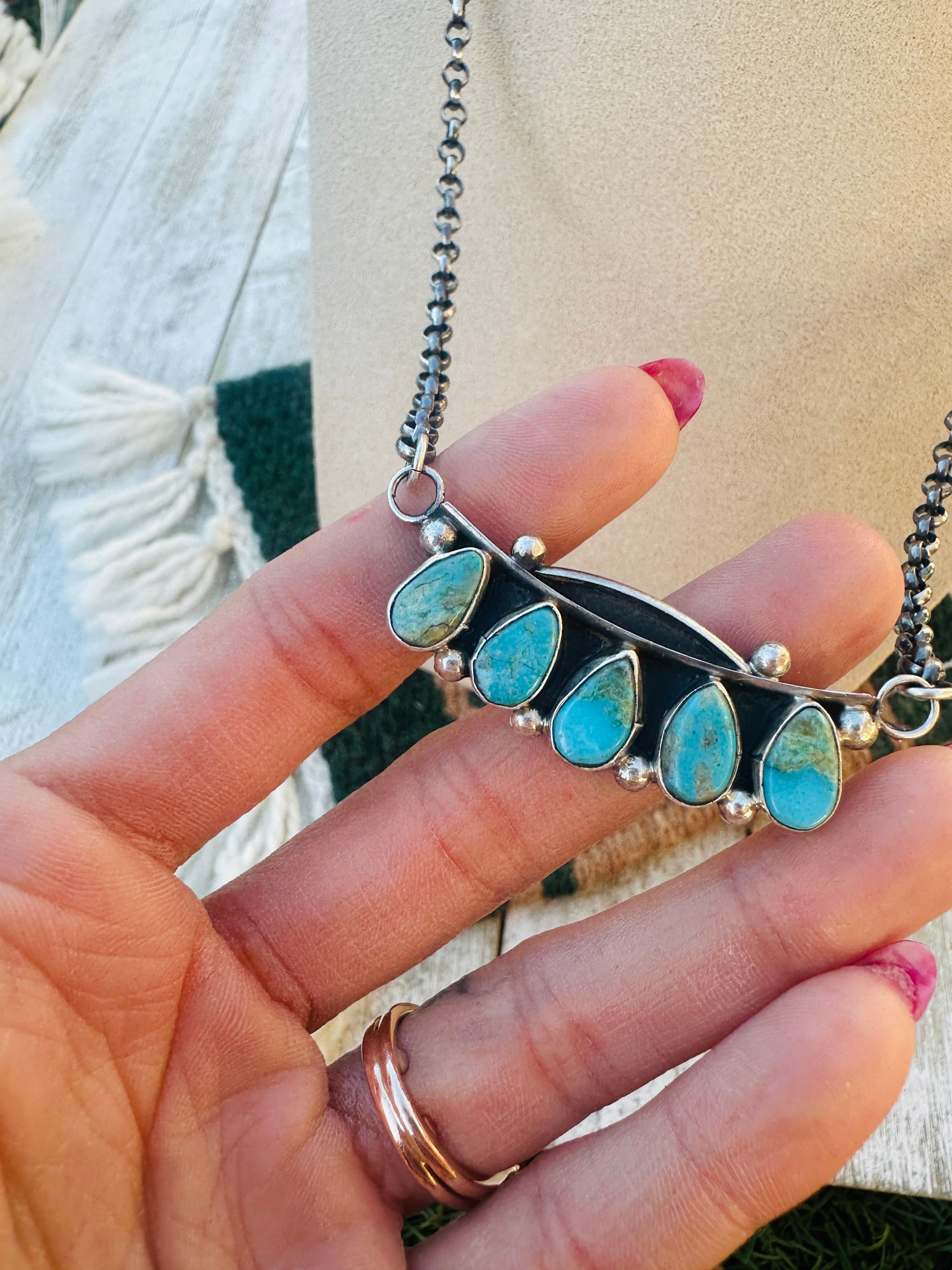 Handcrafted Turquoise & Sterling Silver Necklace by Jacqueline Silver