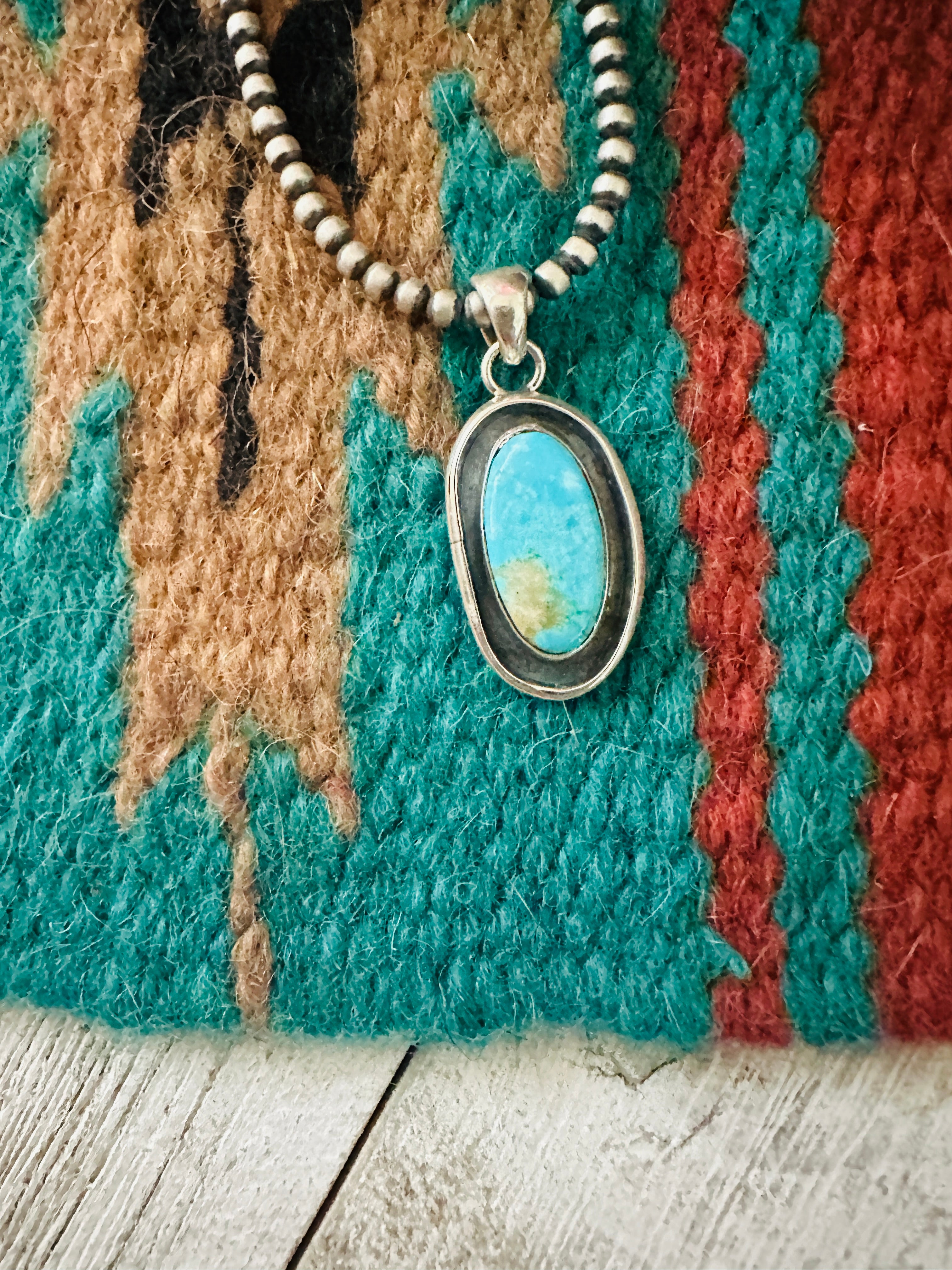 Navajo Turquoise & Sterling Silver Shadowbox Pendant