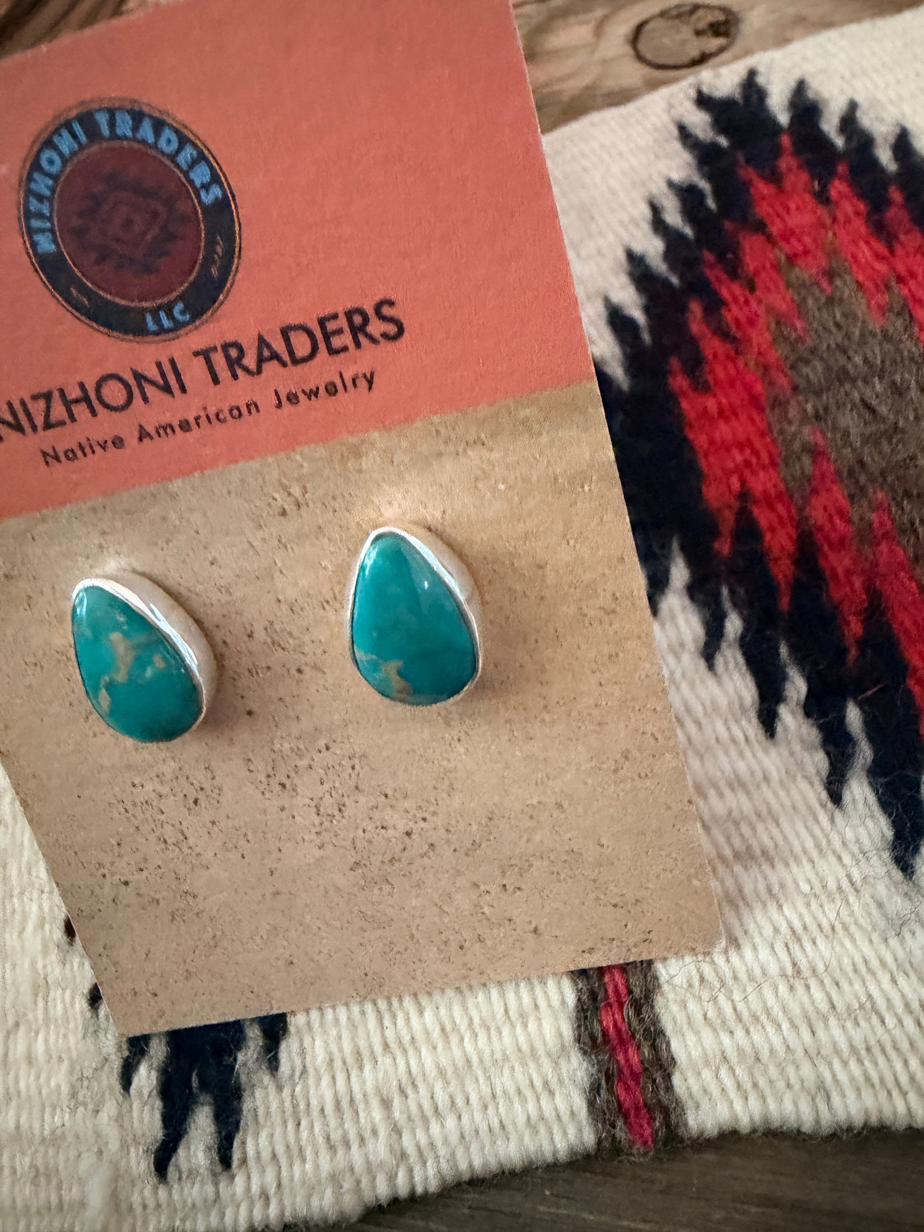 Handcrafted Turquoise & Sterling Silver Stud Earrings