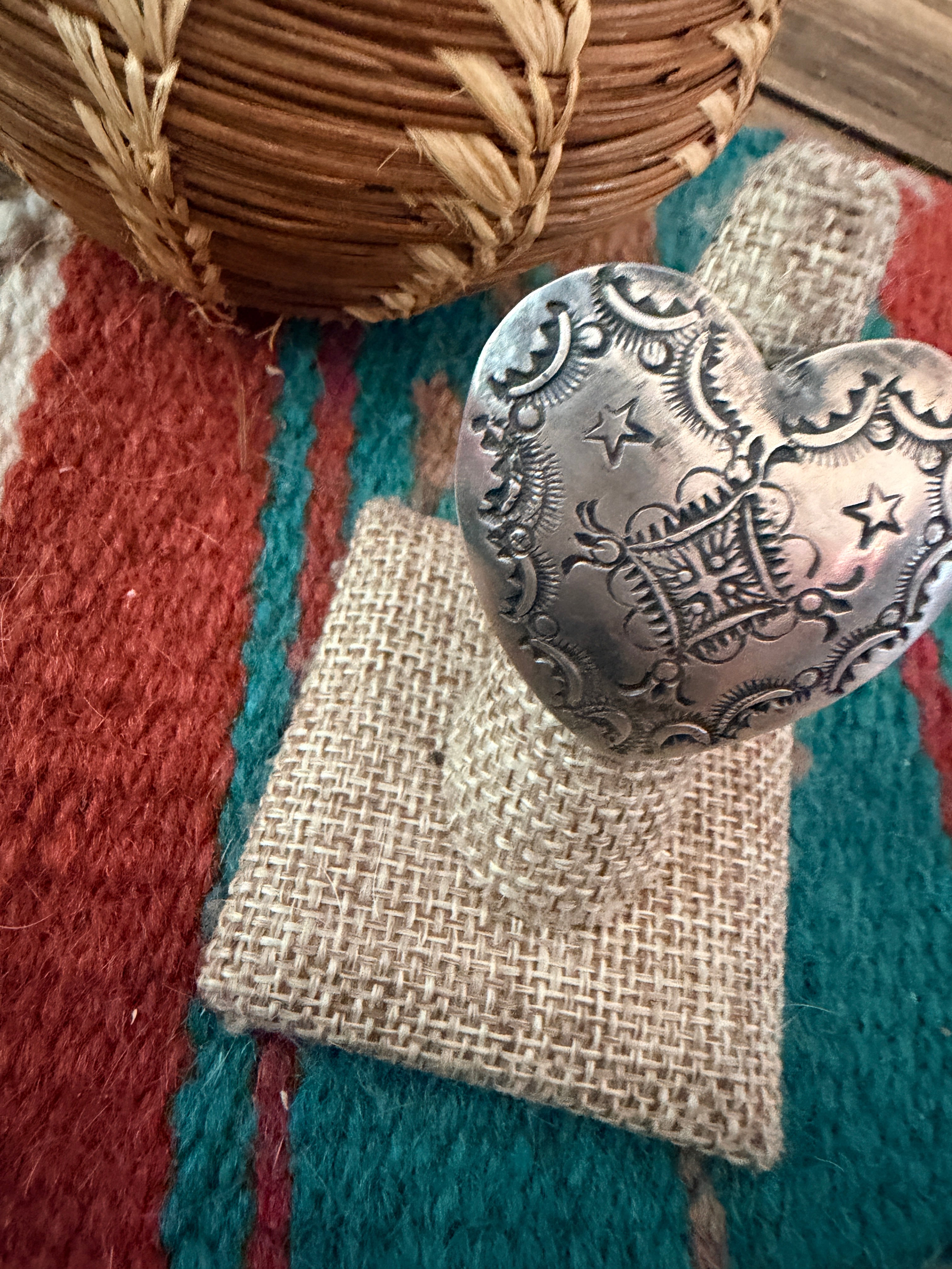 Handcrafted Sterling Silver Adjustable Heart Concho Ring by Vincent Platero