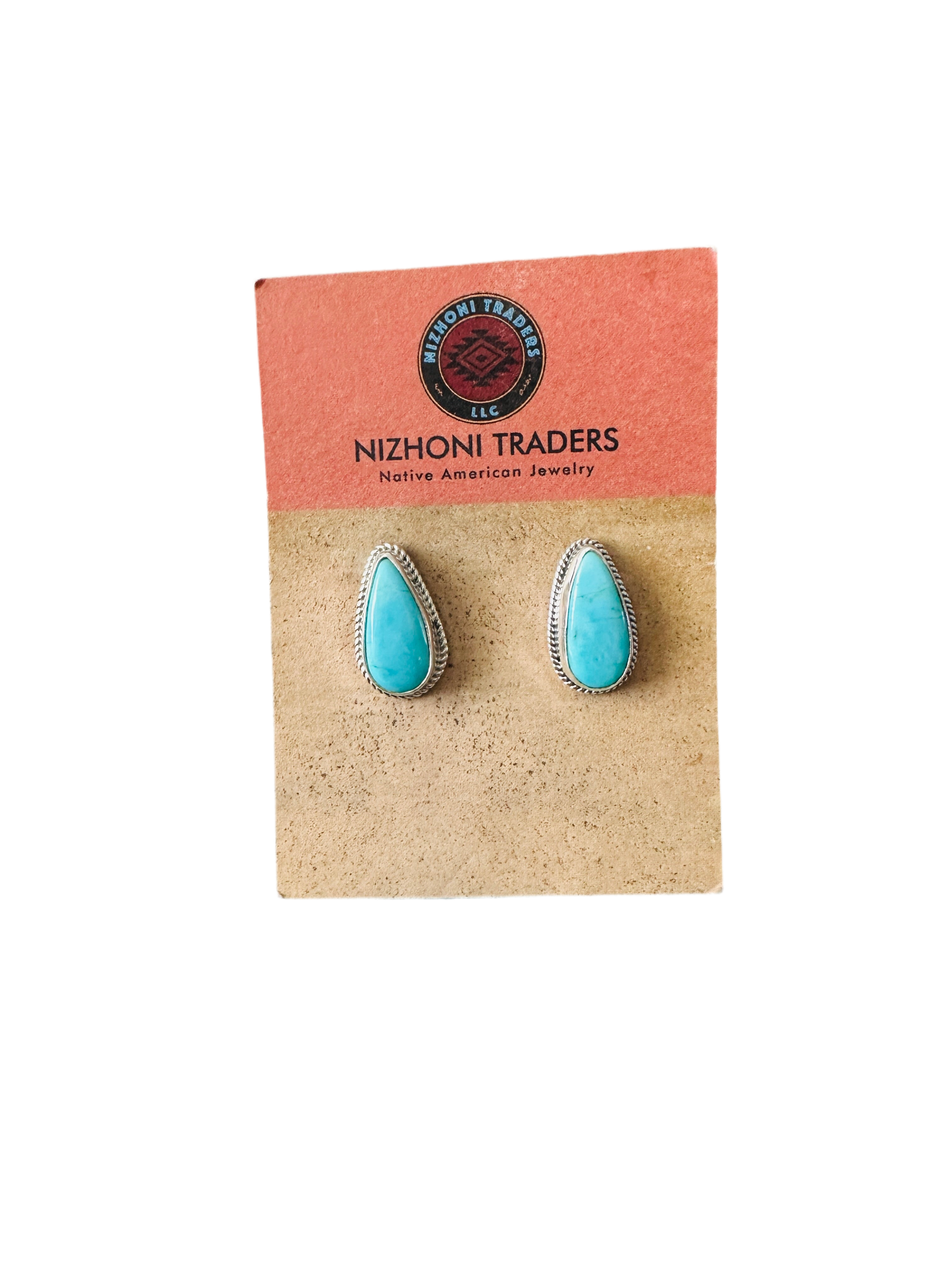 Navajo Turquoise & Sterling Silver Teardrop Post Earrings