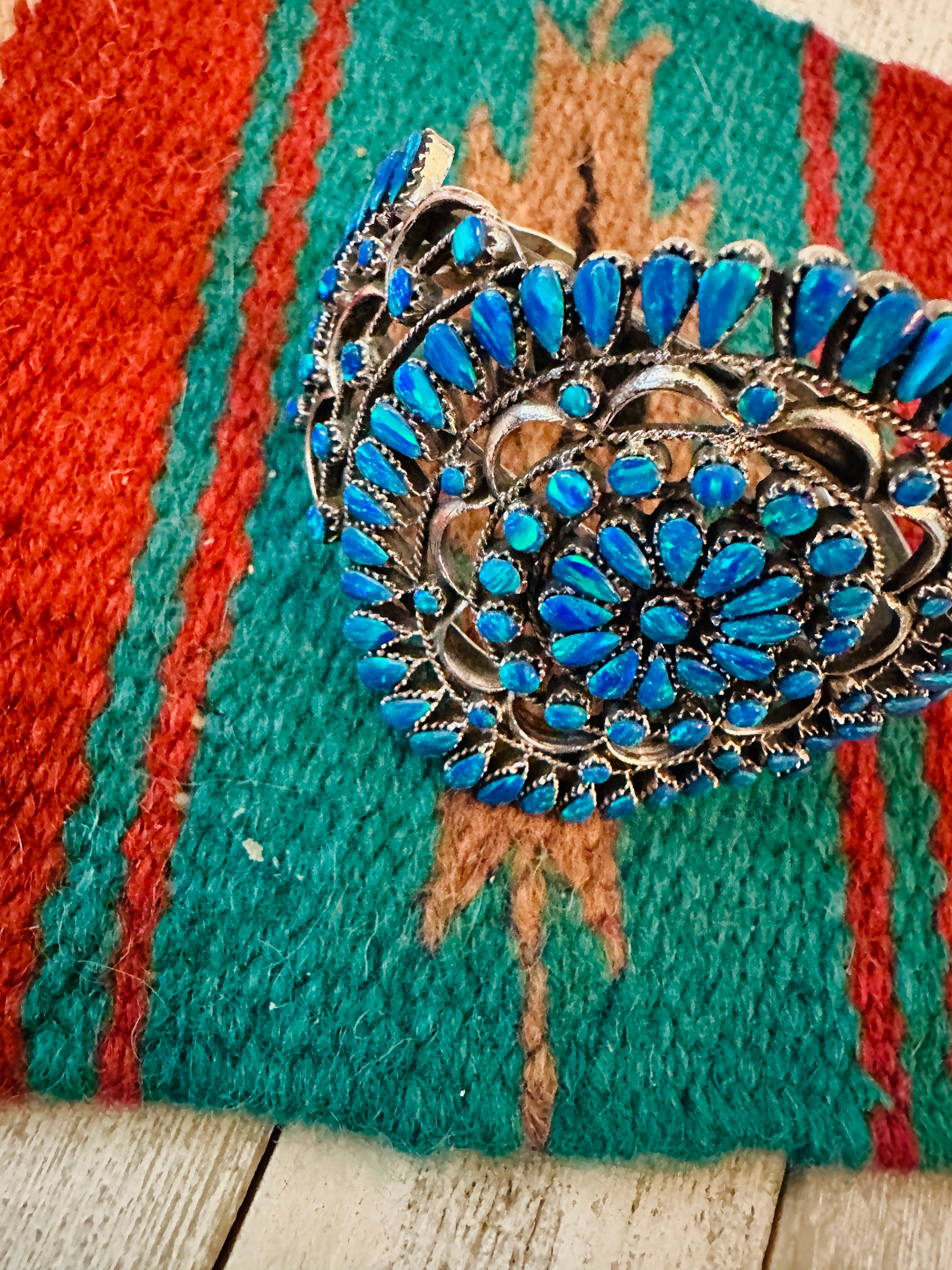 Nizhoni Handmade Sterling Silver & Blue Opal Cuff Bracelet