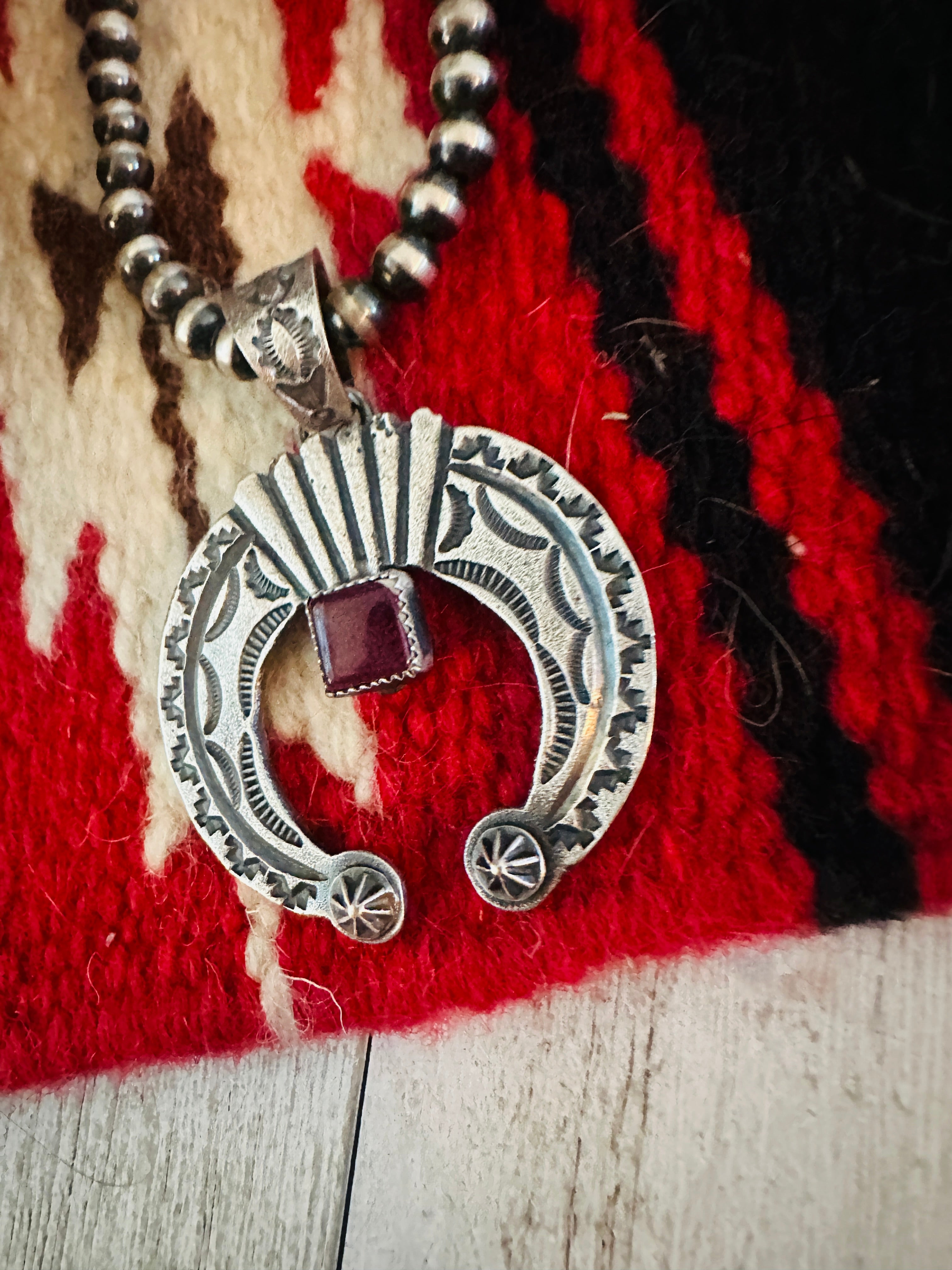 Navajo Sterling Silver & Purple Spiny Naja Pendant by Kevin Billah