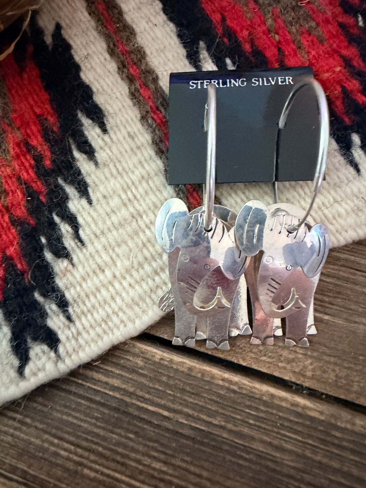 Handcrafted Sterling Silver Elephant Hoop Earrings
