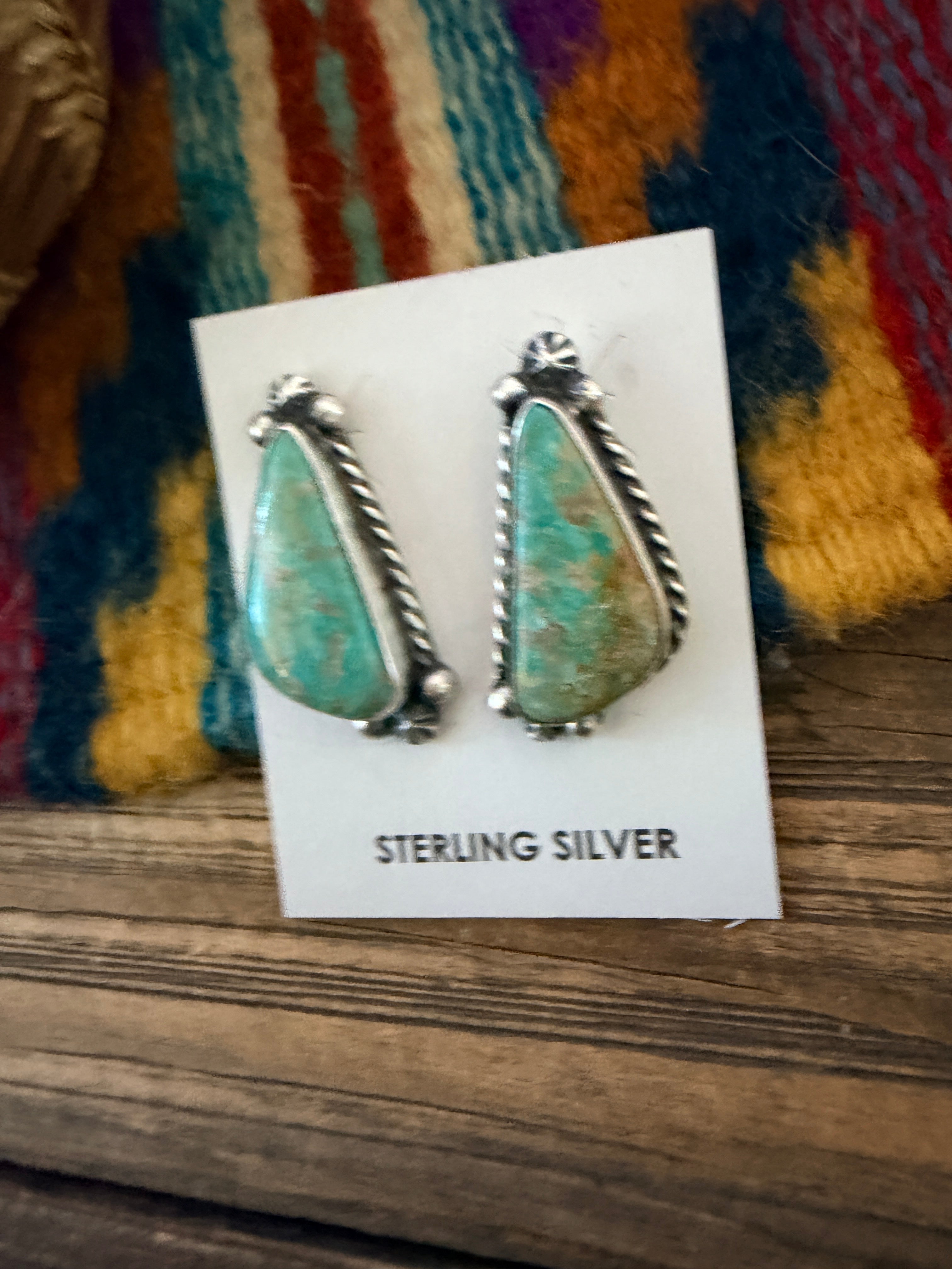 Handcrafted Turquoise & Sterling Silver Post Earrings